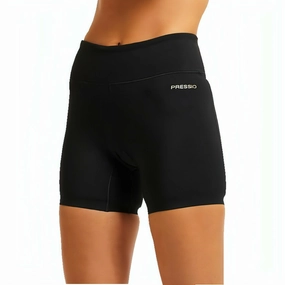 sustainable product Light Stretch Pressio Bio 3 Inch Mid Rise Womens Short Running Tights - Black