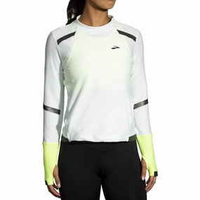 Brooks Carbonite Long Sleeve Womens Running Top - Grey Rough texture