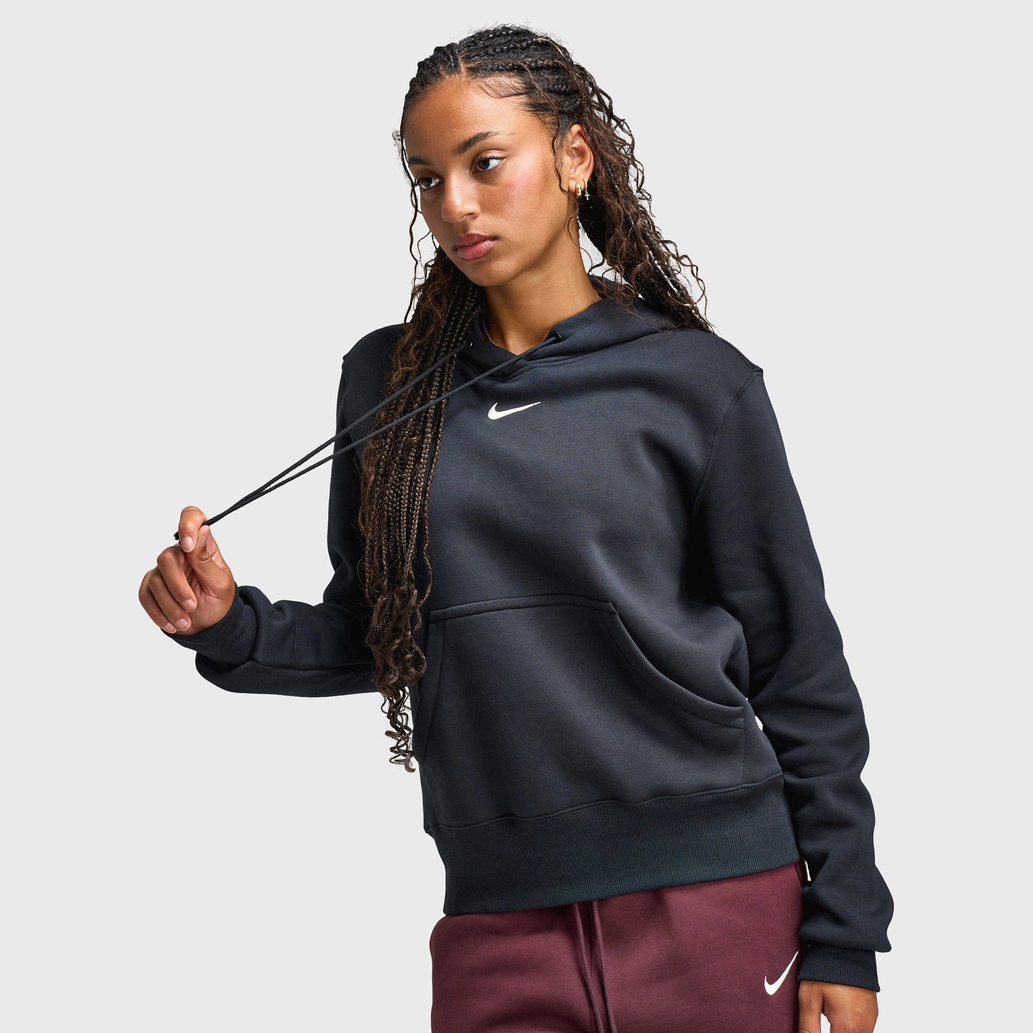 Nike Sportswear Women's Phoenix Fleece Pullover Hoodie Black / Sail Seam Sealed Construction