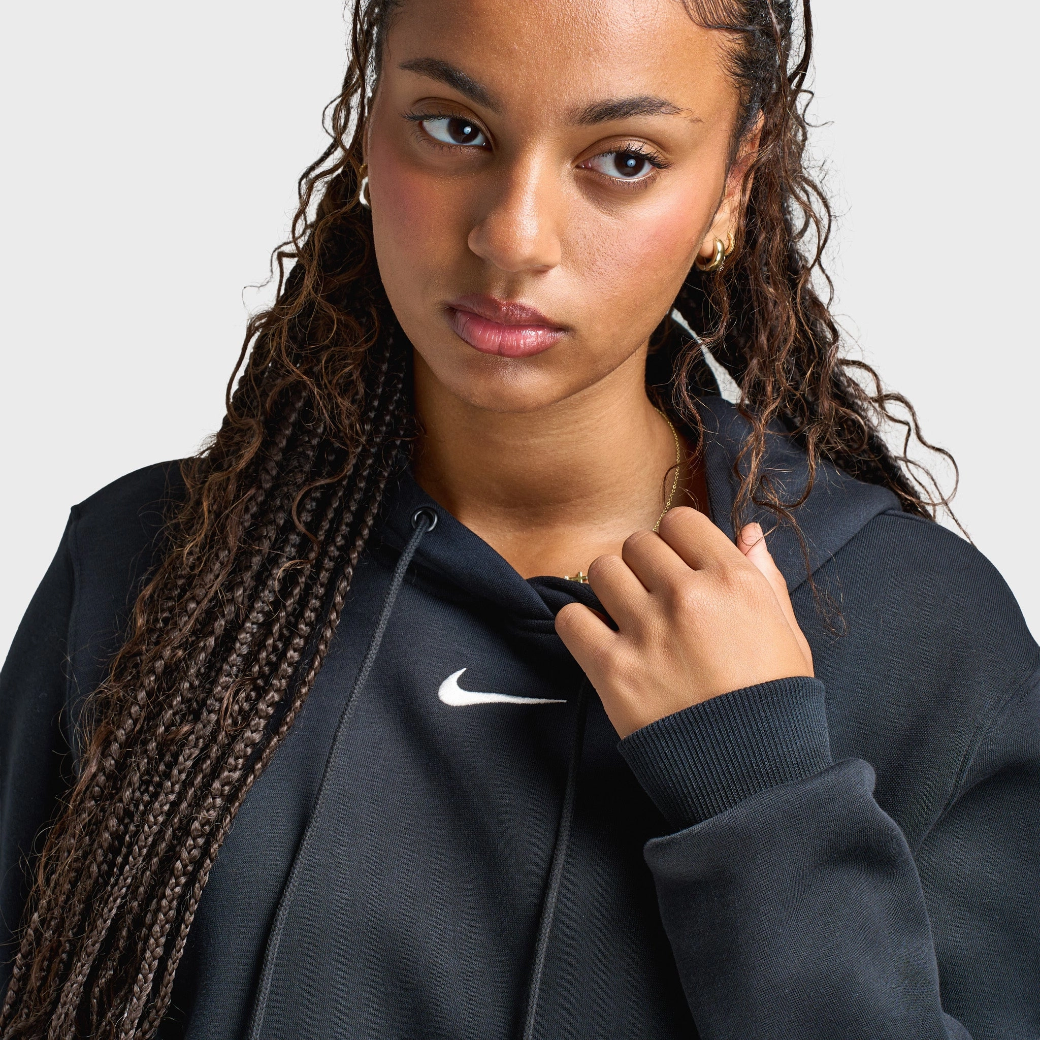 Nike Sportswear Women's Phoenix Fleece Pullover Hoodie Black / Sail Travel Ready