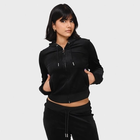 Juicy Couture Women's OG Big Bling Full Zip Hoodie / Liquorice FoldableStructure