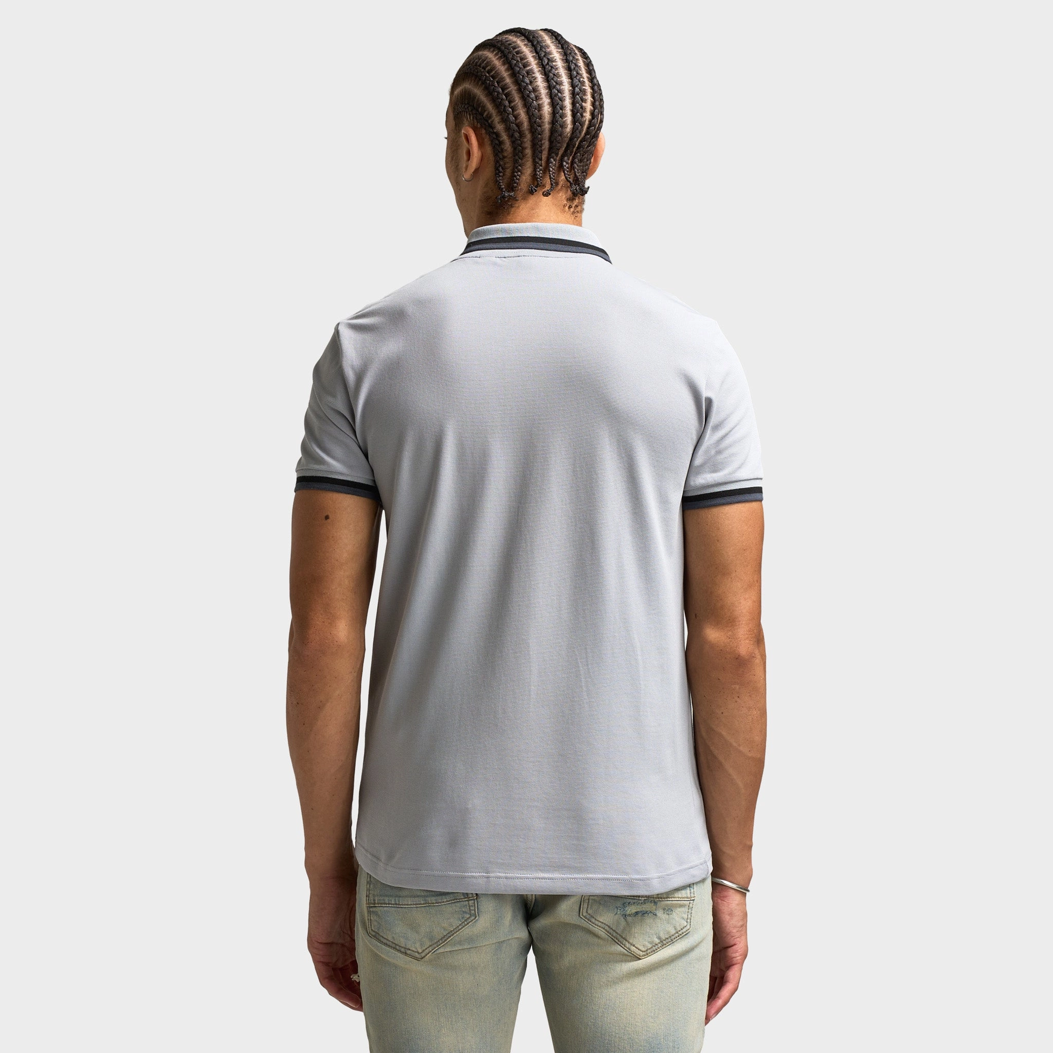 Adjustable Design Smart Lacoste Tipped Polo / Elephante Grey