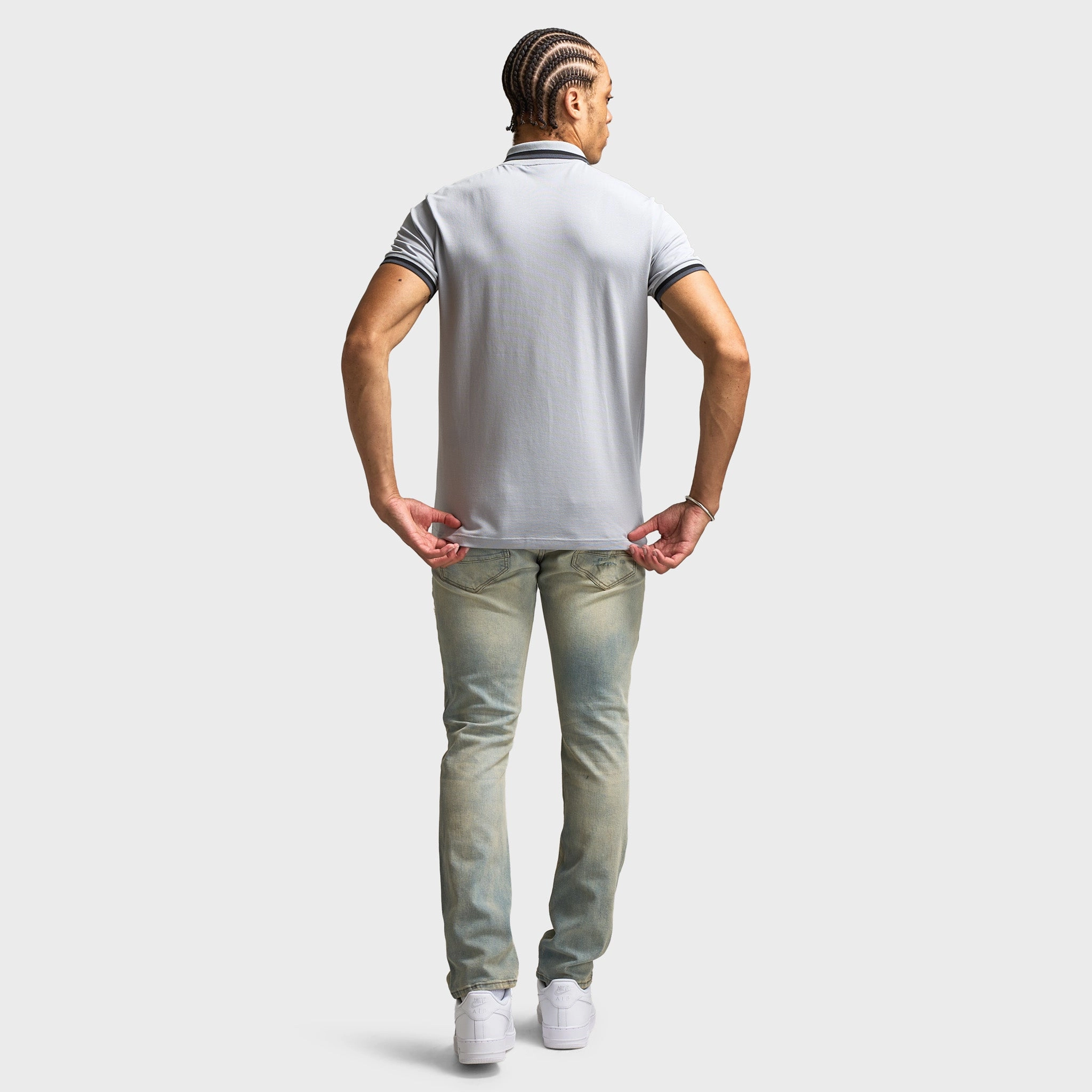Lacoste Tipped Polo / Elephante Grey Draping Effect