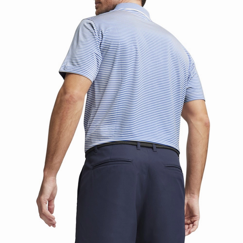Puma AP Mattr Traditions Golf Polo Shirt - Blue Skies/White Glow Golf Outfit Stylish Comfort