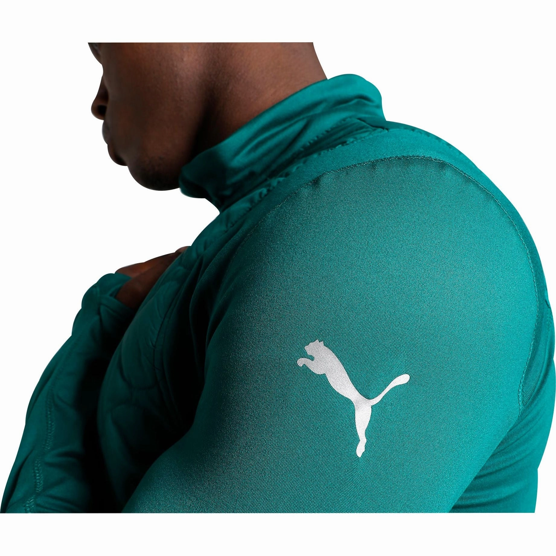 Puma Cloudspun WRMBL Mens Running Jacket - Green Bonnet Fray Resistant Finish