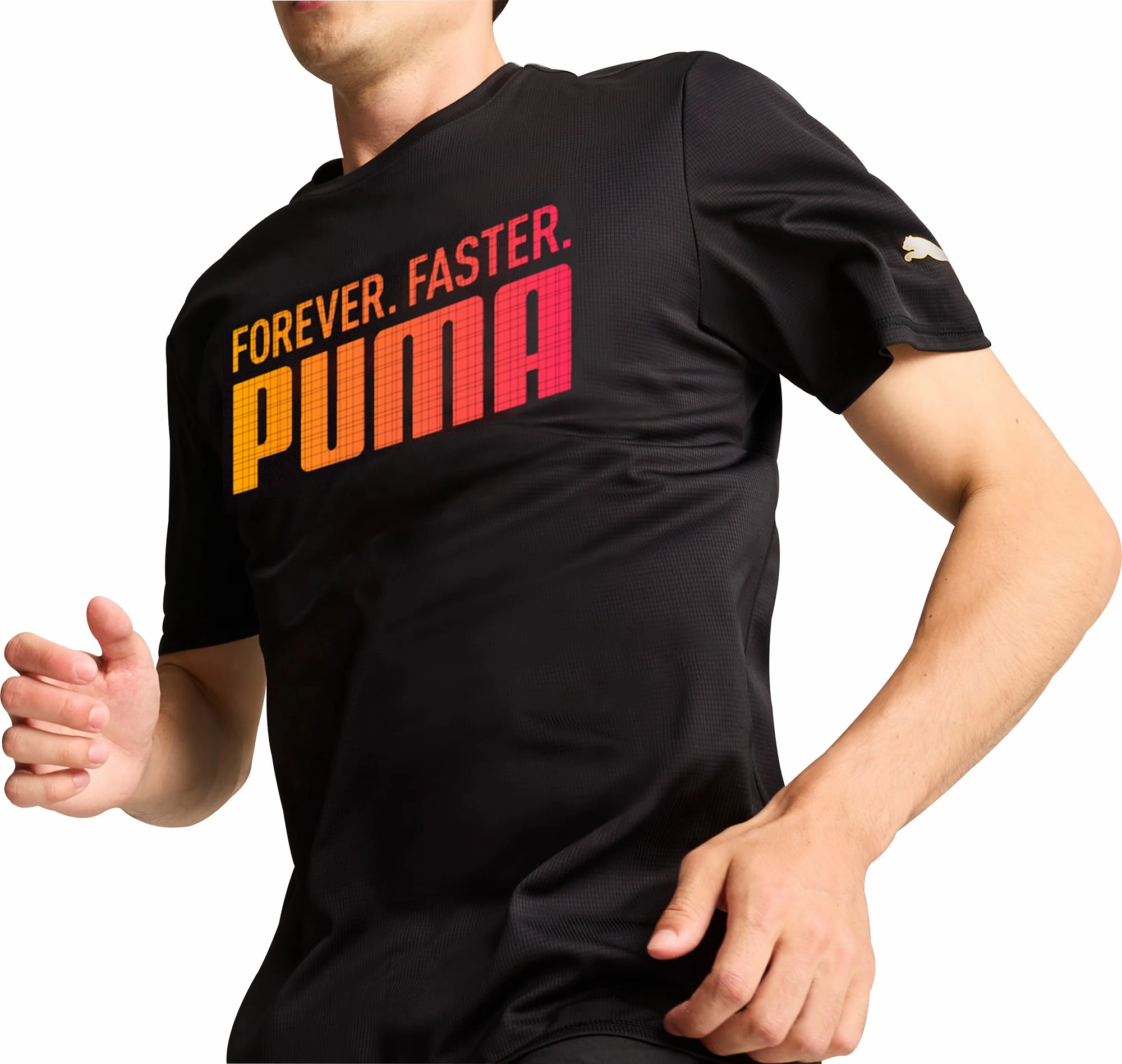 Puma Favourite Forever Faster Short Sleeve Mens Running Top - Black Easy Look tall size