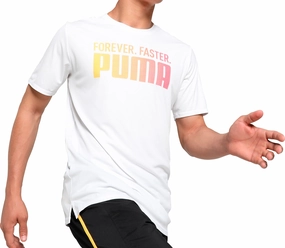 Puma Favourite Forever Faster Short Sleeve Mens Running Top - White Low Environmental Impact loose fitting