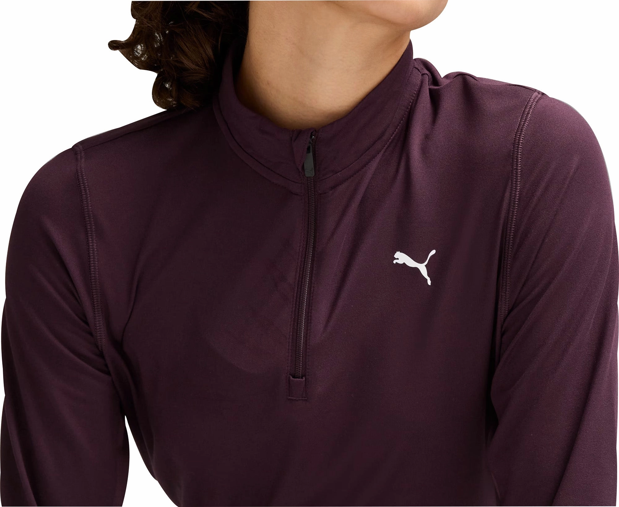Stretchable Puma Favourite Half Zip Long Sleeve Womens Running Top - Purple