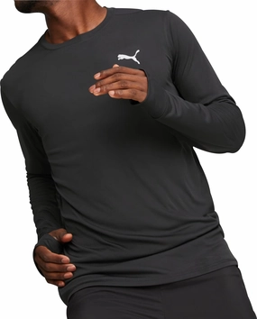 Puma Fun Favourite Long Sleeve Mens Running Top - Black Quilt Teenager