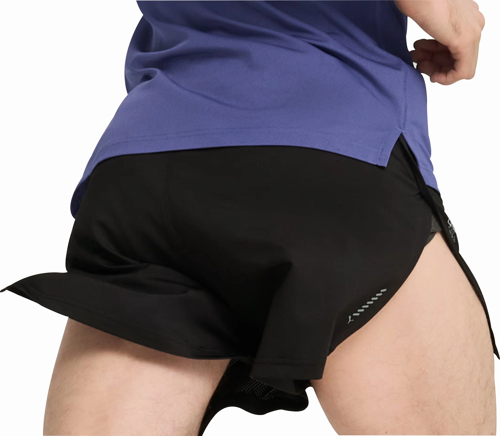 Fun Prints fishing attire Puma Knit 3 Inch Mens Split Running Shorts - Black