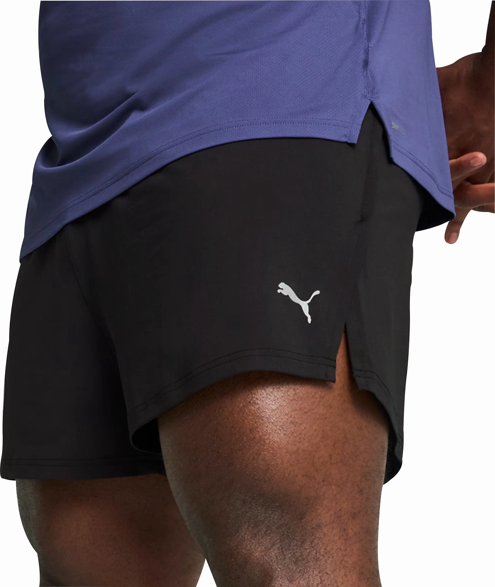 neoprene Puma Knit 3 Inch Mens Split Running Shorts - Black