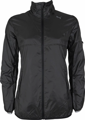 Articulated Sleeve Cut Puma Lightweight Womens Running Jacket - Black