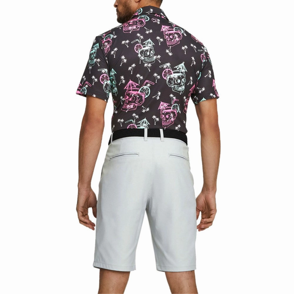 Puma Mattr Tropi-cool Golf Polo Shirt - Puma Black/Pink Mist Thermoregulating Lining