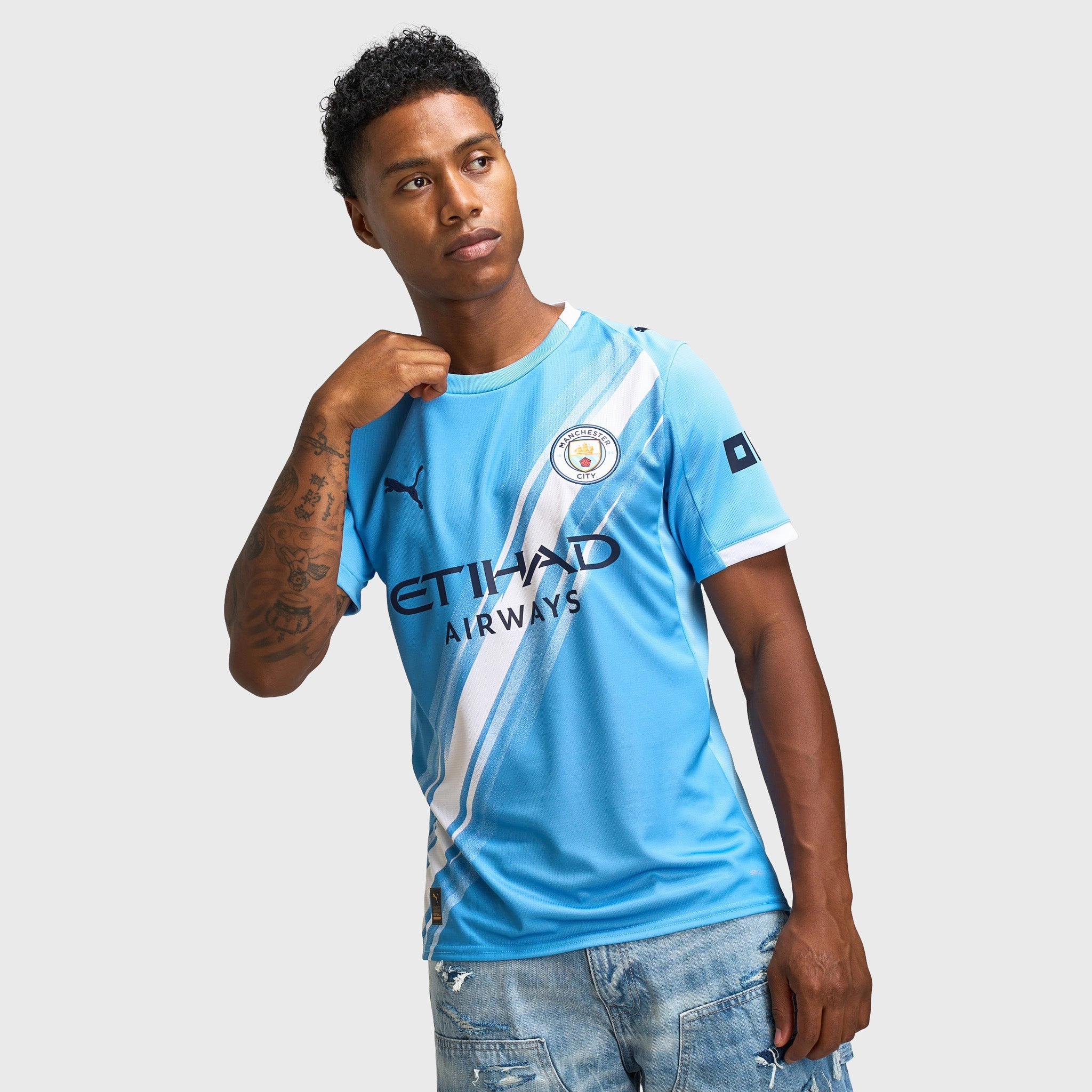 Puma MCFC Home Jersey Replica Team Light Blue / Puma White Operator - trained mid - end