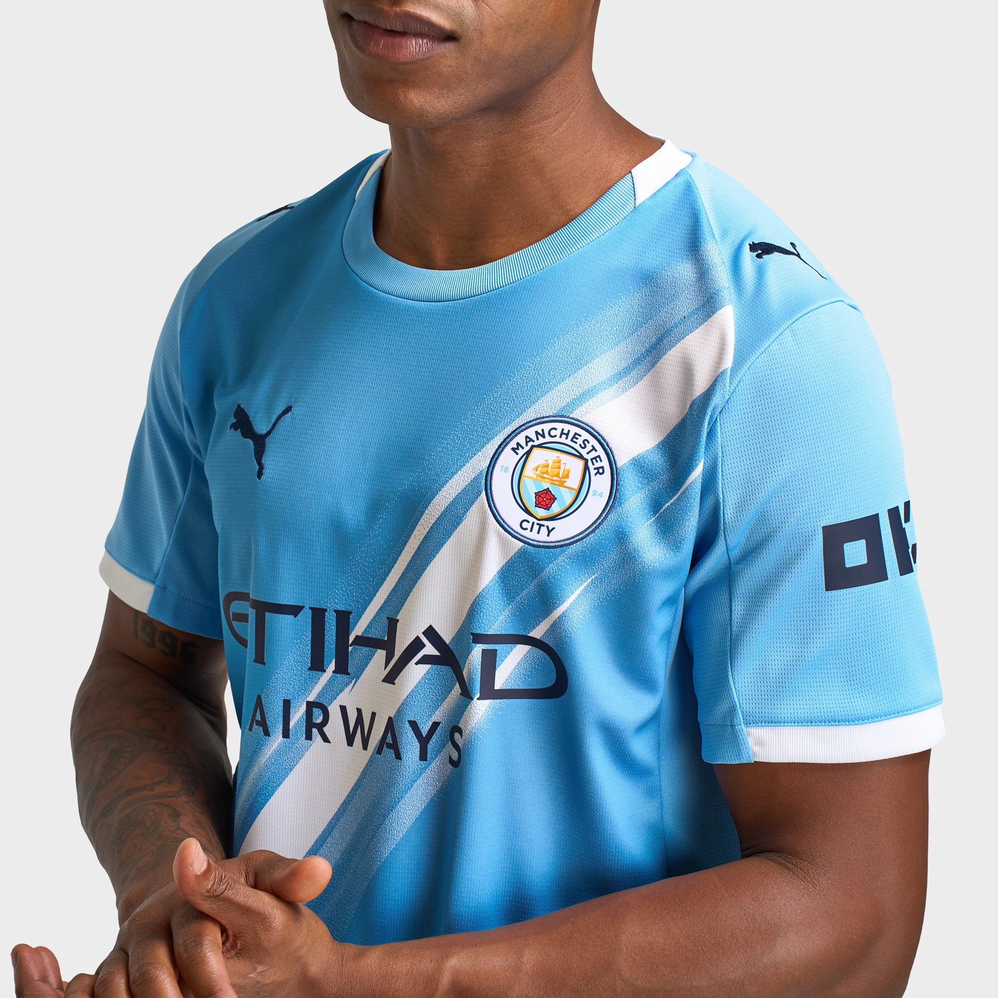 Tagless Neck Puma MCFC Home Jersey Replica Team Light Blue / Puma White