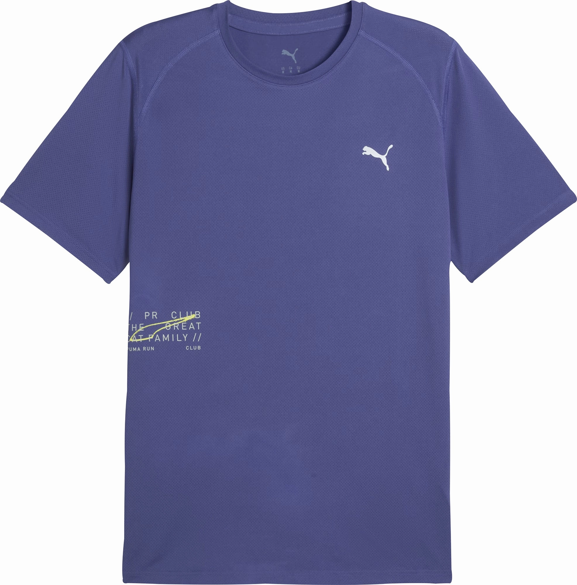 Versatile Layering Puma Mesh Graphic Short Sleeve Mens Running Top - Blue