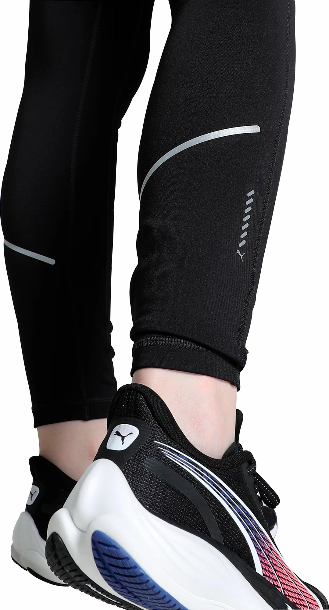 Beach Puma Microfleece Womens Long Running Tights - Black