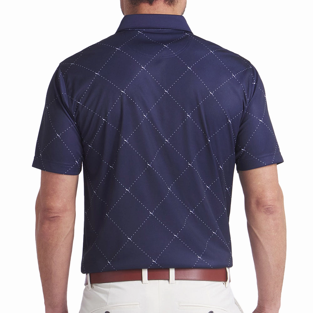 Puma Pure 2.0 Argyle Golf Shirt - Deep Navy/White Glow Minimalist Style