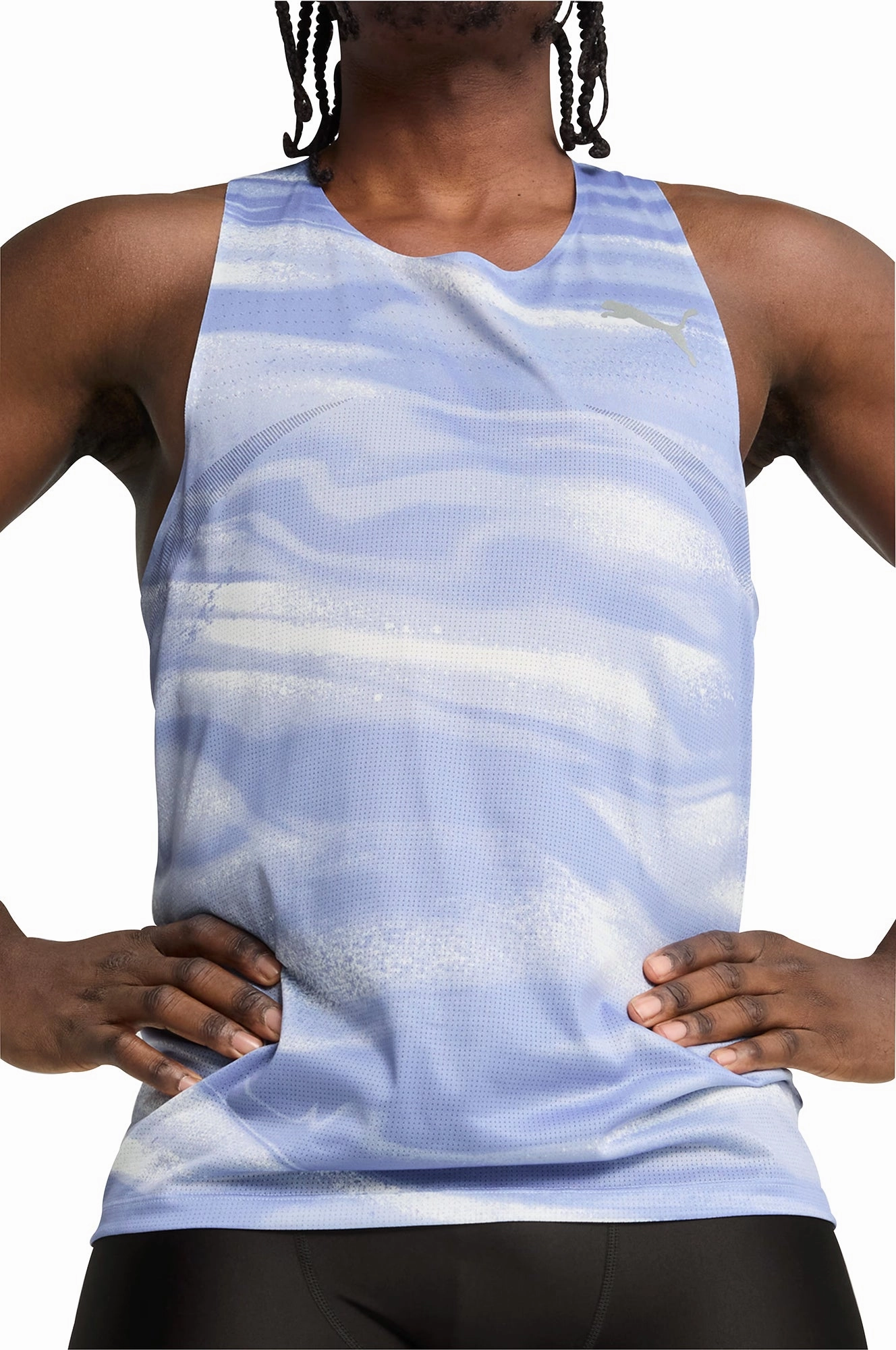 appropriate for travel Puma Raceday UltraSpun Graphic Mens Running Vest - Blue
