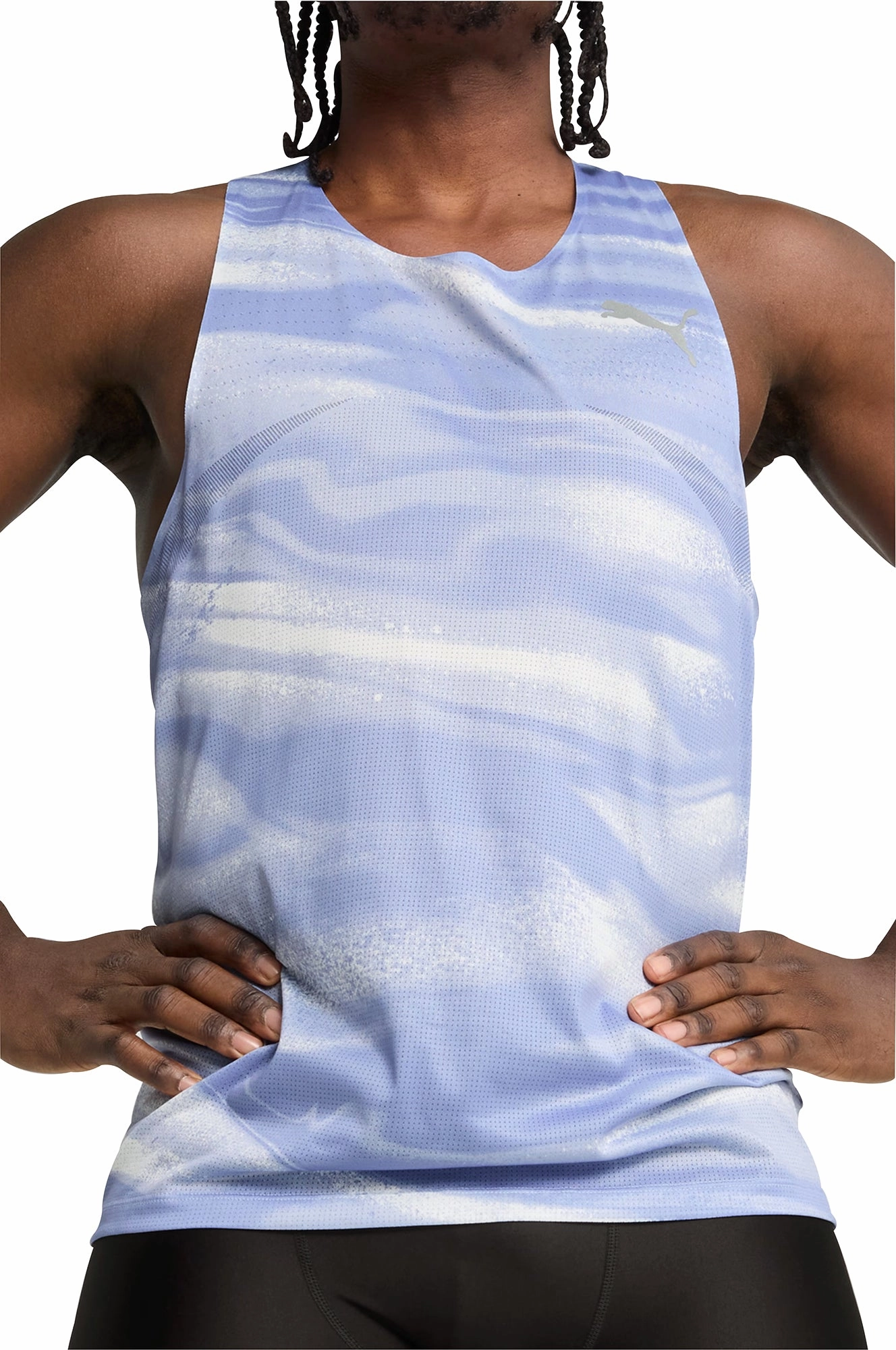 Puma Raceday UltraSpun Graphic Mens Running Vest - Blue gemstone martial arts