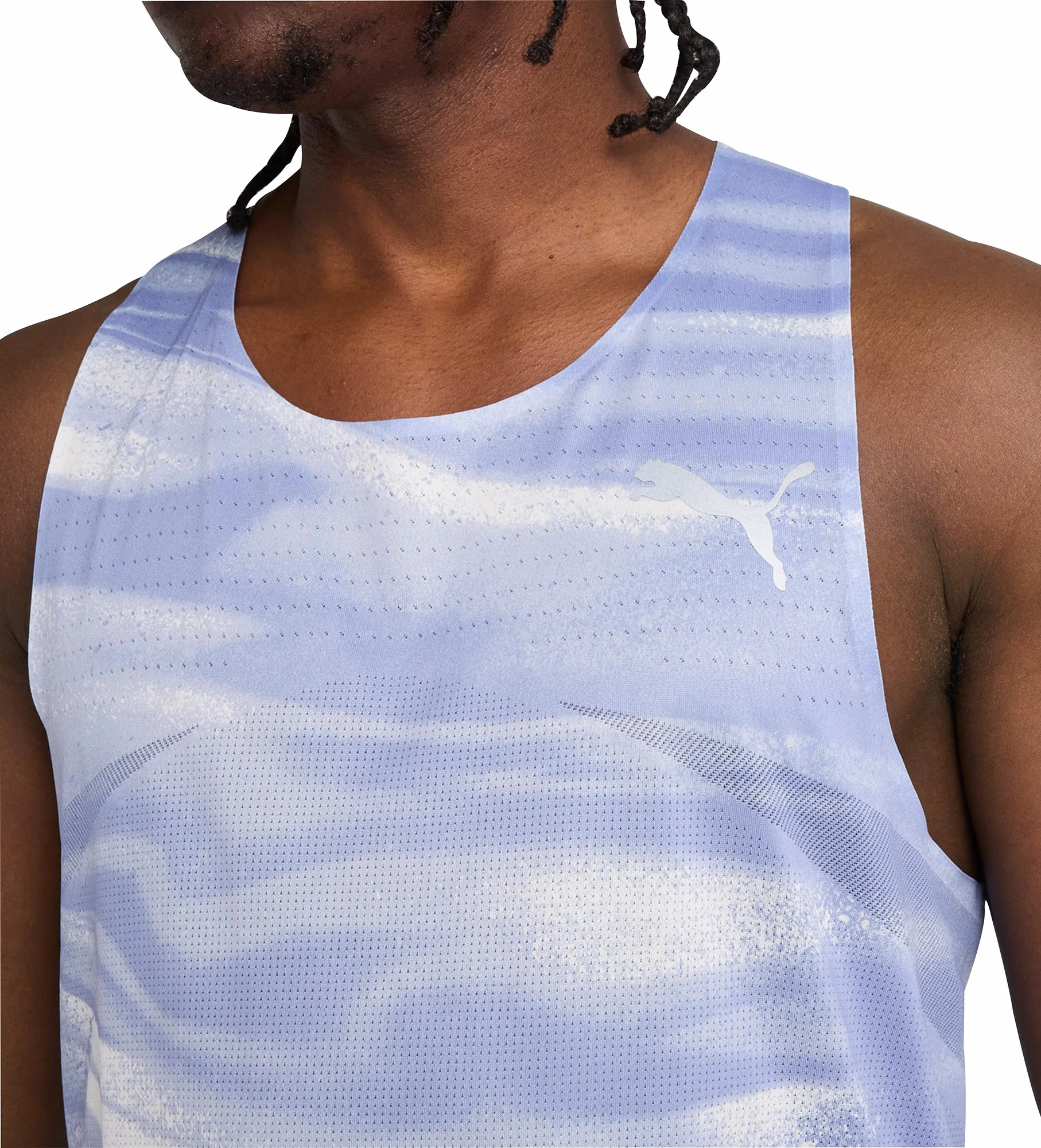 home Puma Raceday UltraSpun Graphic Mens Running Vest - Blue