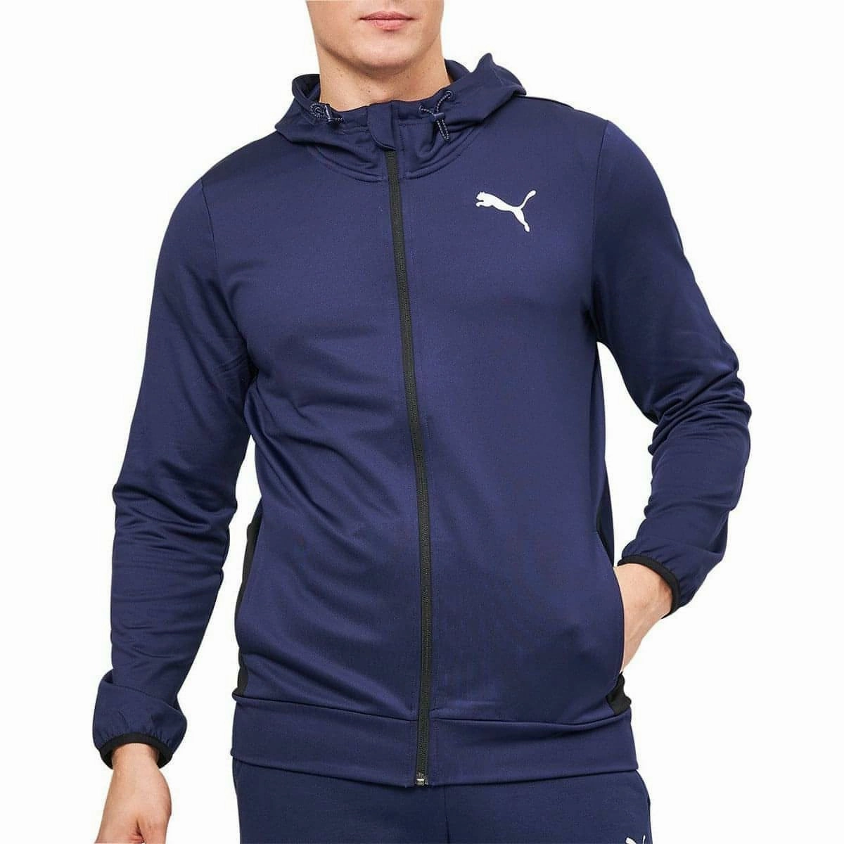 Gym Safe Puma Ready To Go Full Zip Mens Training Hoody - Navy