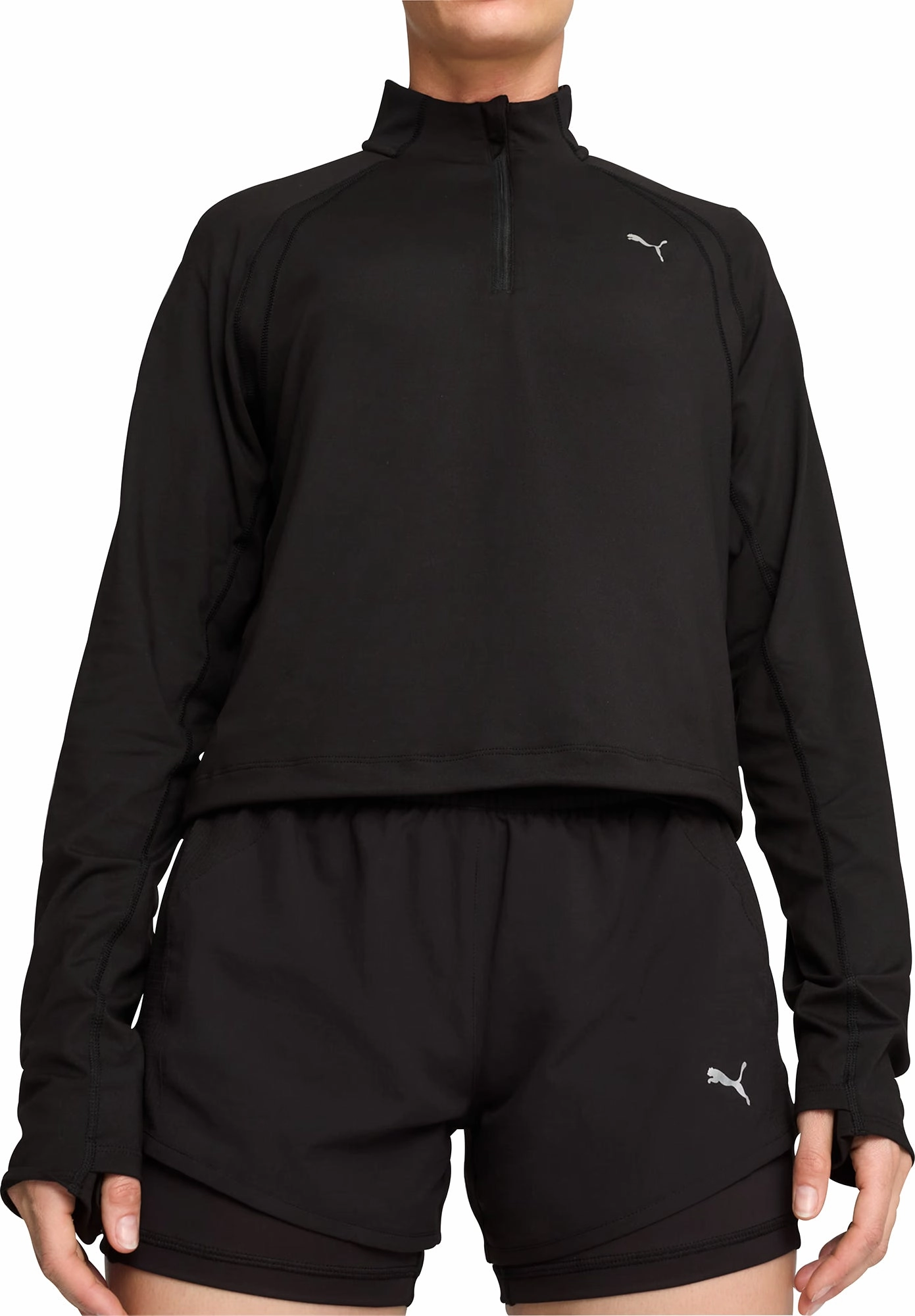 Puma Run Cloudspun Half Zip Long Sleeve Womens Running Top - Black elevator colorful