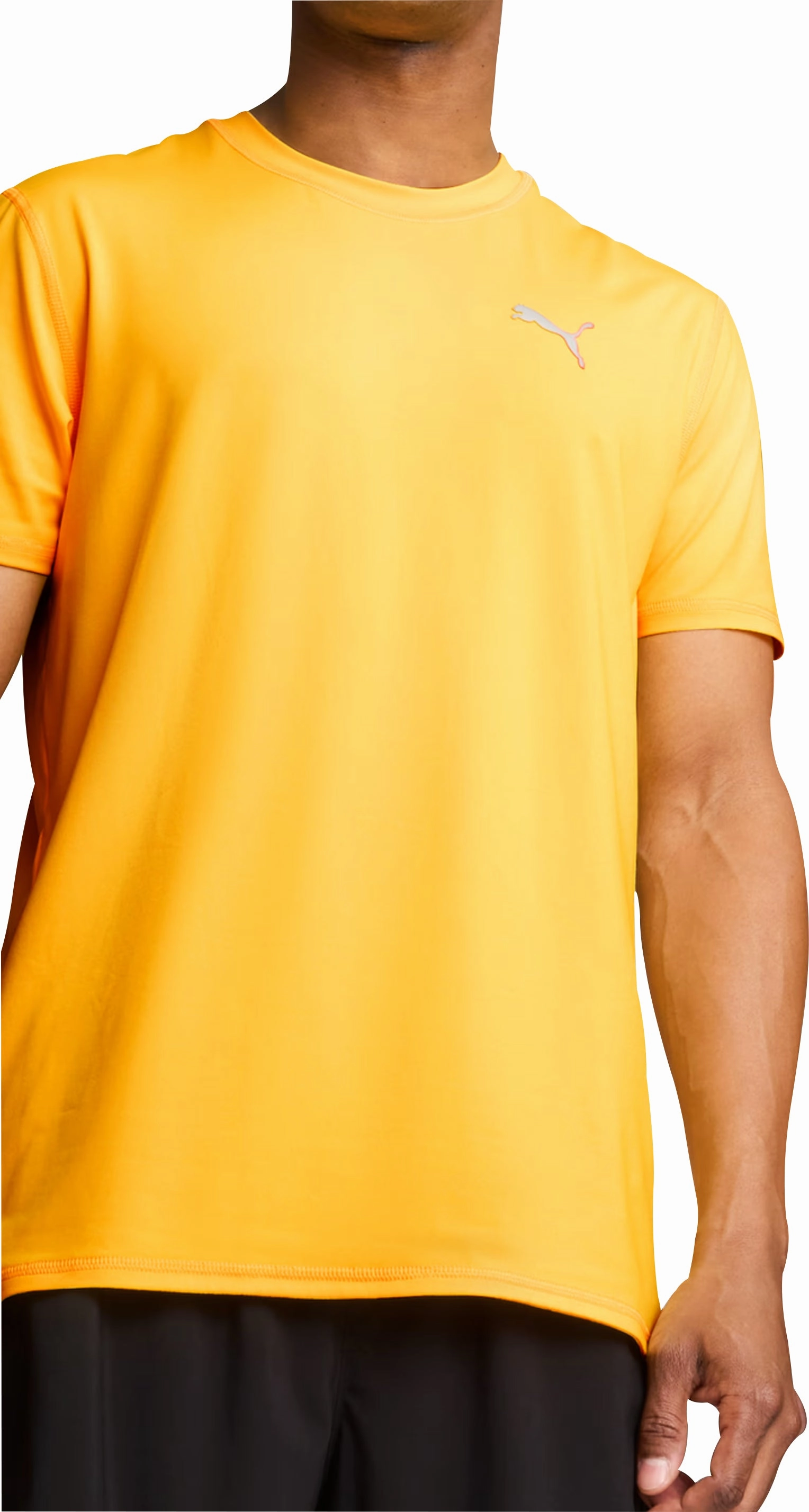 Puma Run Cloudspun Short Sleeve Mens Running Top - Orange Heritage Stretchable Design