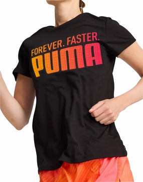 Effortless Fit Puma Run Favourite Graphic Short Sleeve Womens Running Top - Black