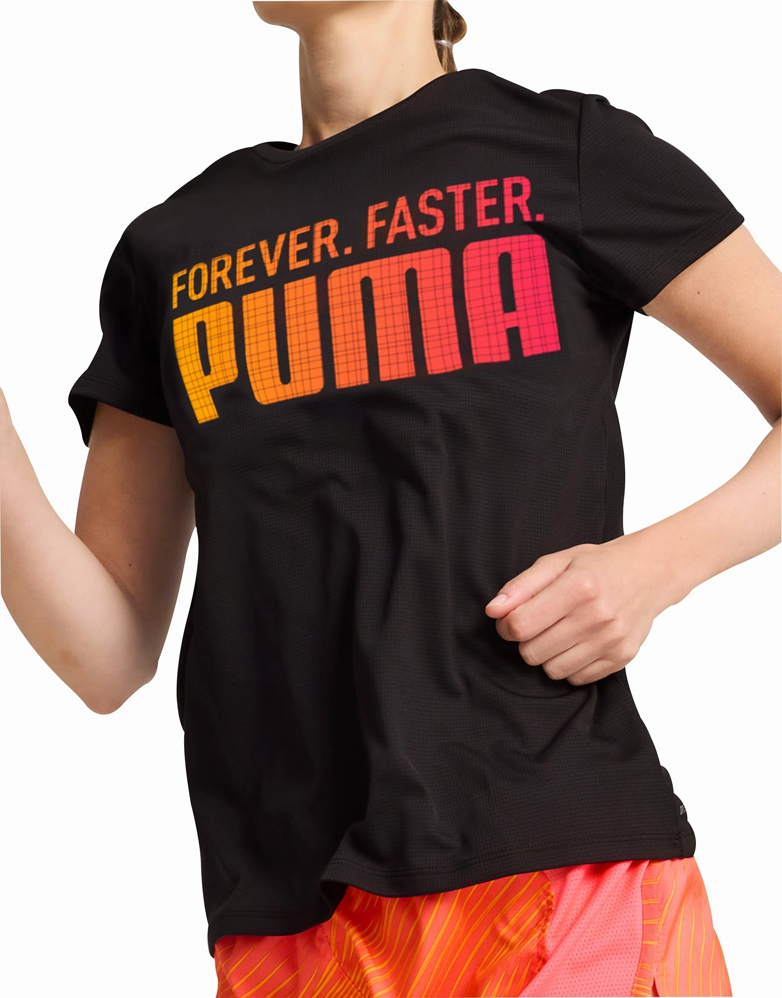 Summer Ready Puma Run Favourite Graphic Short Sleeve Womens Running Top - Black