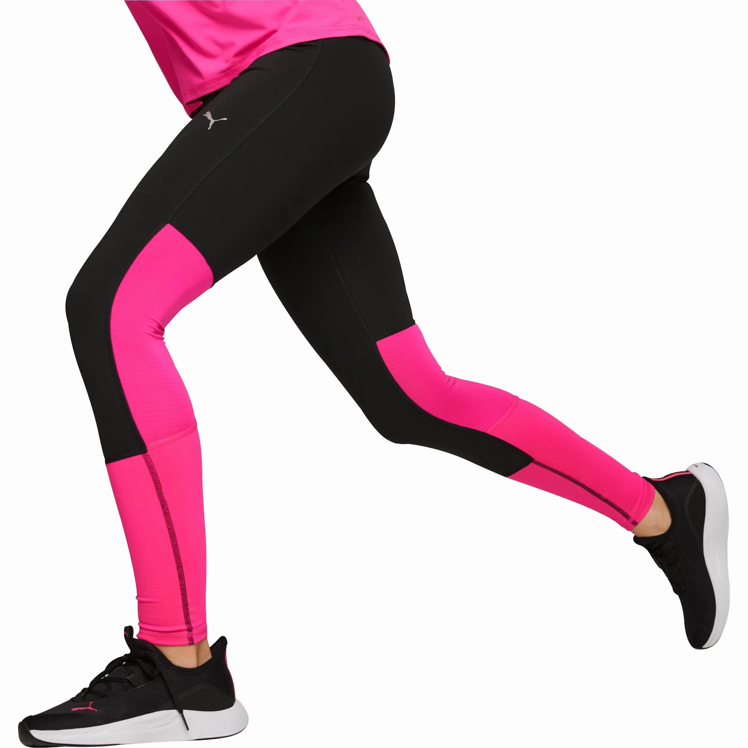 Puma Run Favourite Regular Rise Womens Long Running Tights - Black Turned-up hem