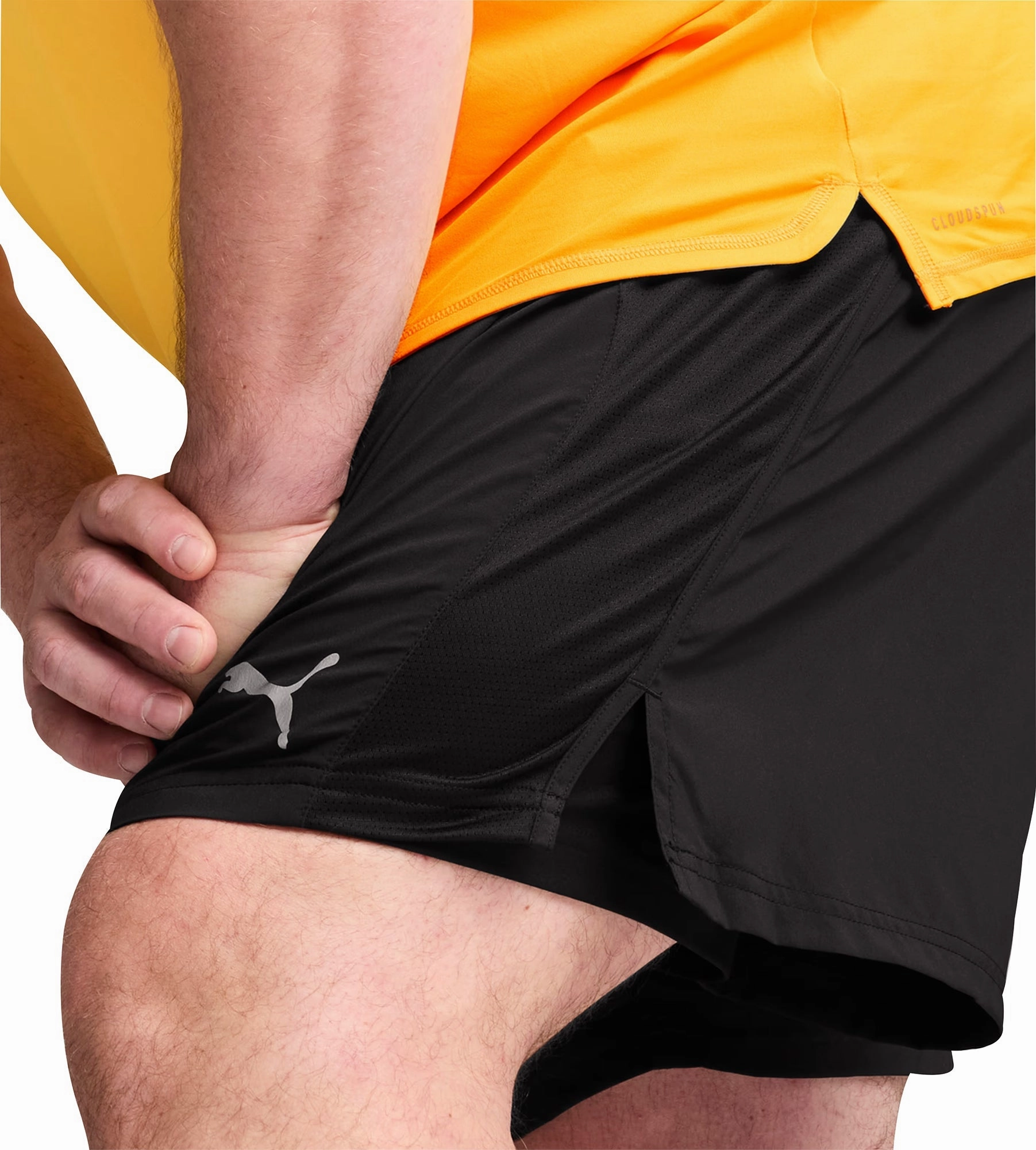 athletic clothing Reflective Safety Stripes Puma Run Favourite Velocity 2 In 1 Mens Running Shorts - Black