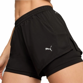 Shock Dispersing Architecture Puma Run Favourite Velocity 2 In 1 Womens Running Shorts - Black