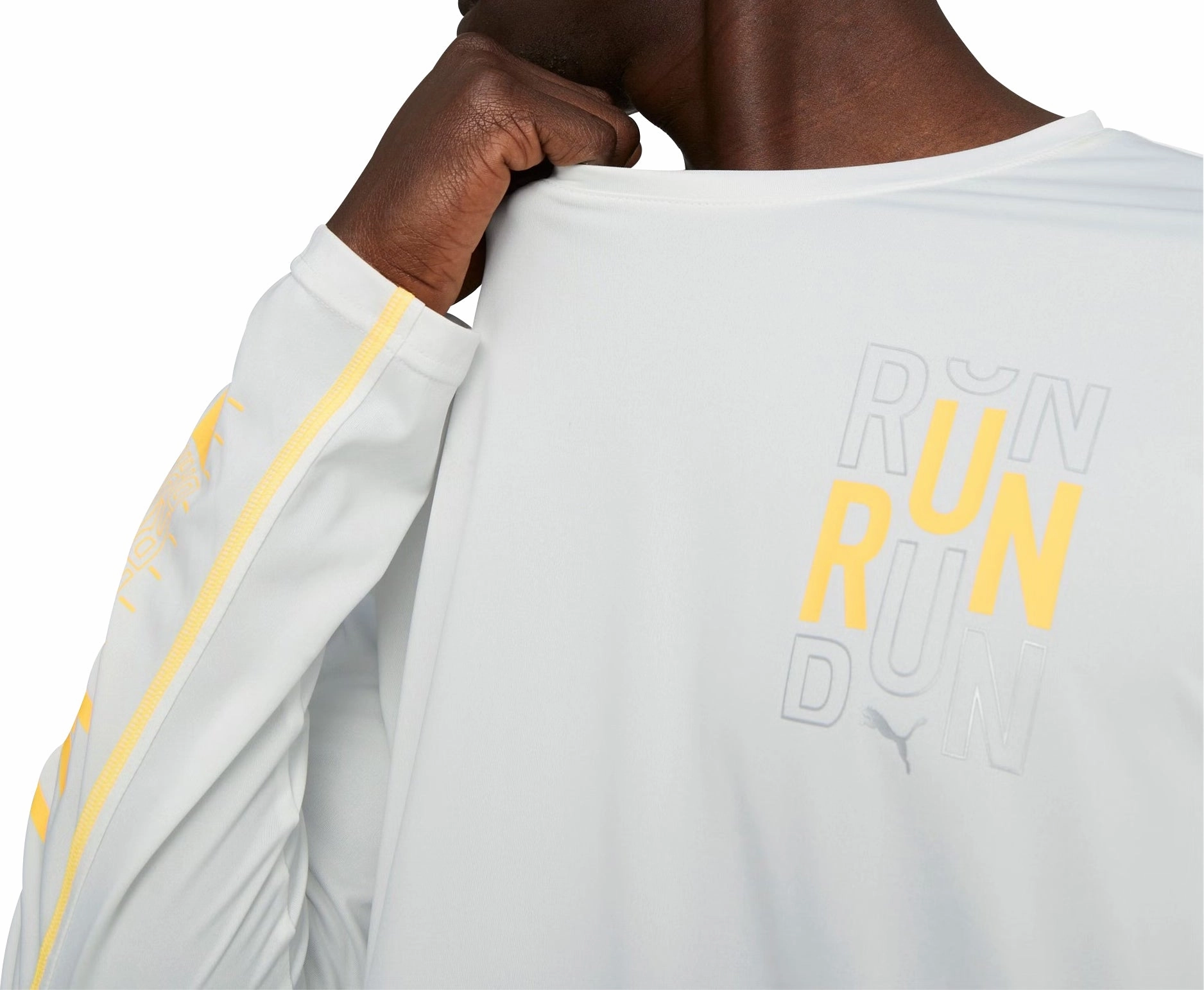 Tropical region Puma Run Graphic Long Sleeve Mens Running Top - White