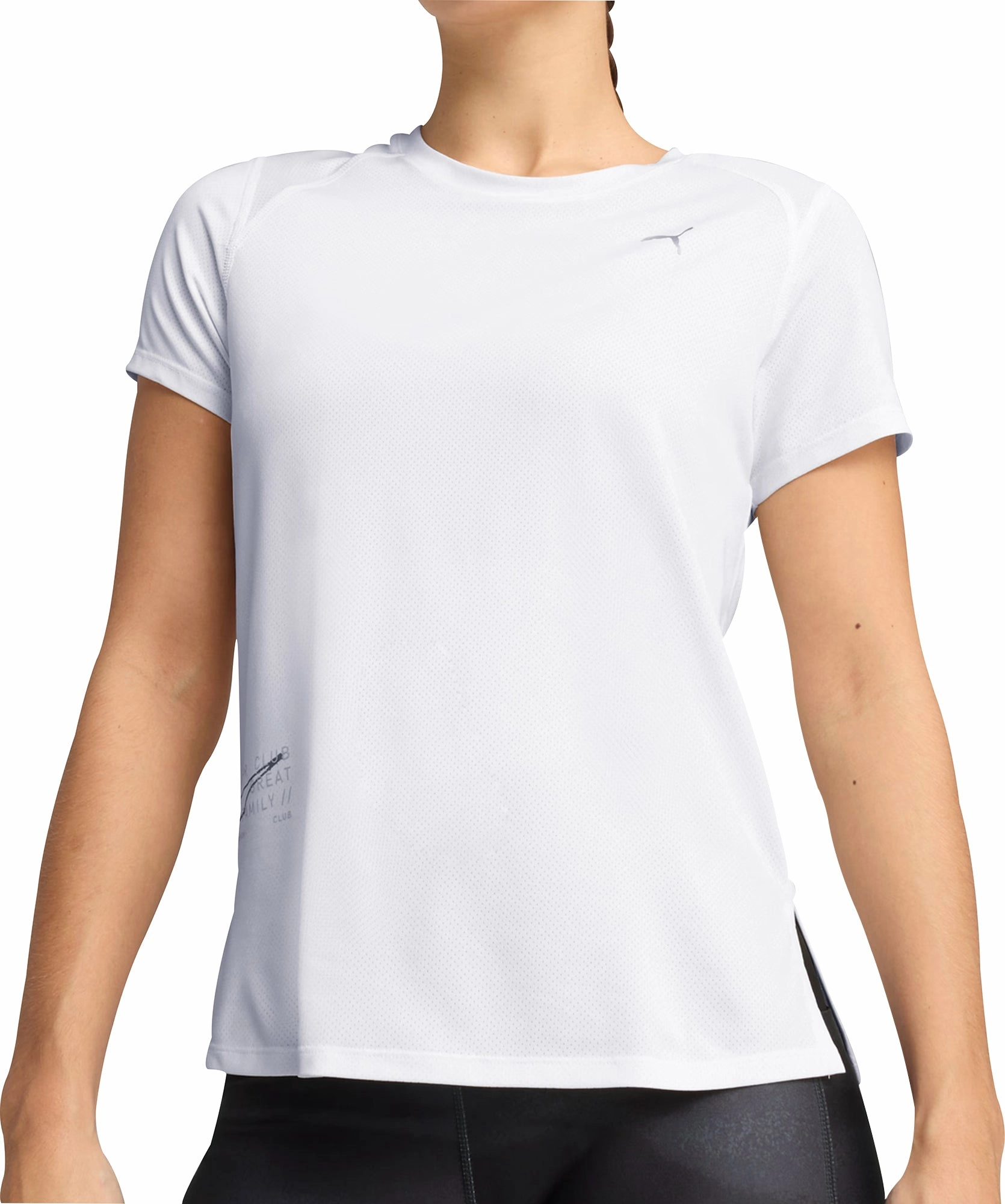 passion venue Puma Run Graphic Mesh Short Sleeve Womens Running Top - White