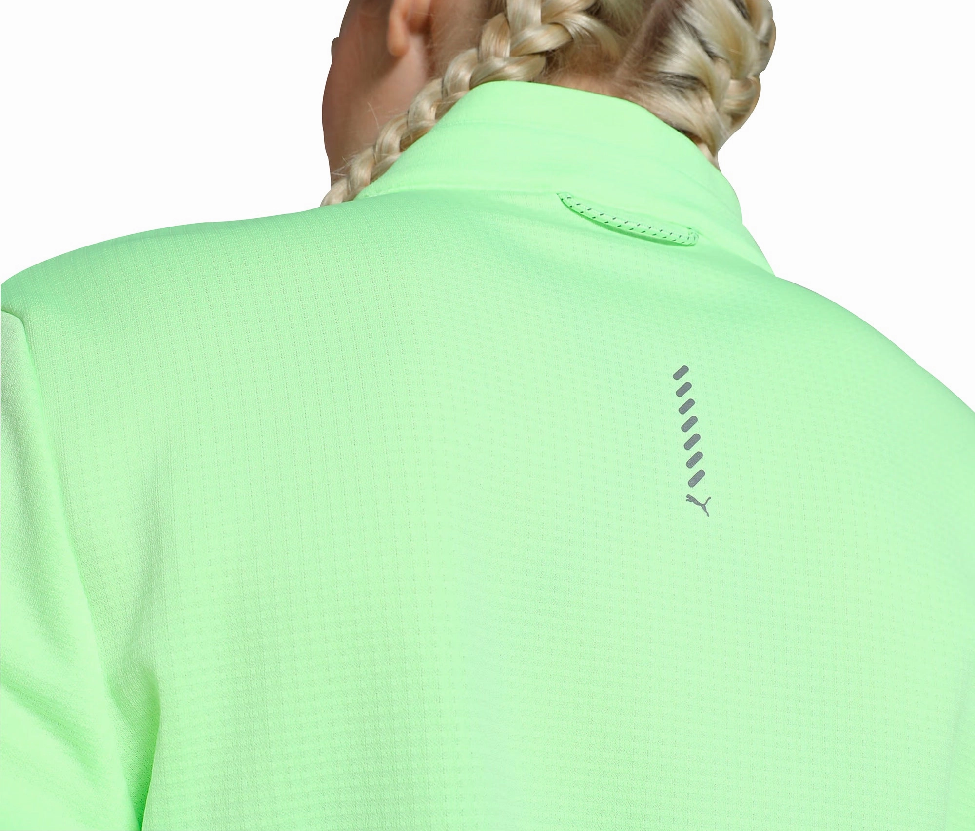 Puma Run Grid Fleece Half-Zip Long Sleeve Womens Running Top - Green Modernist
