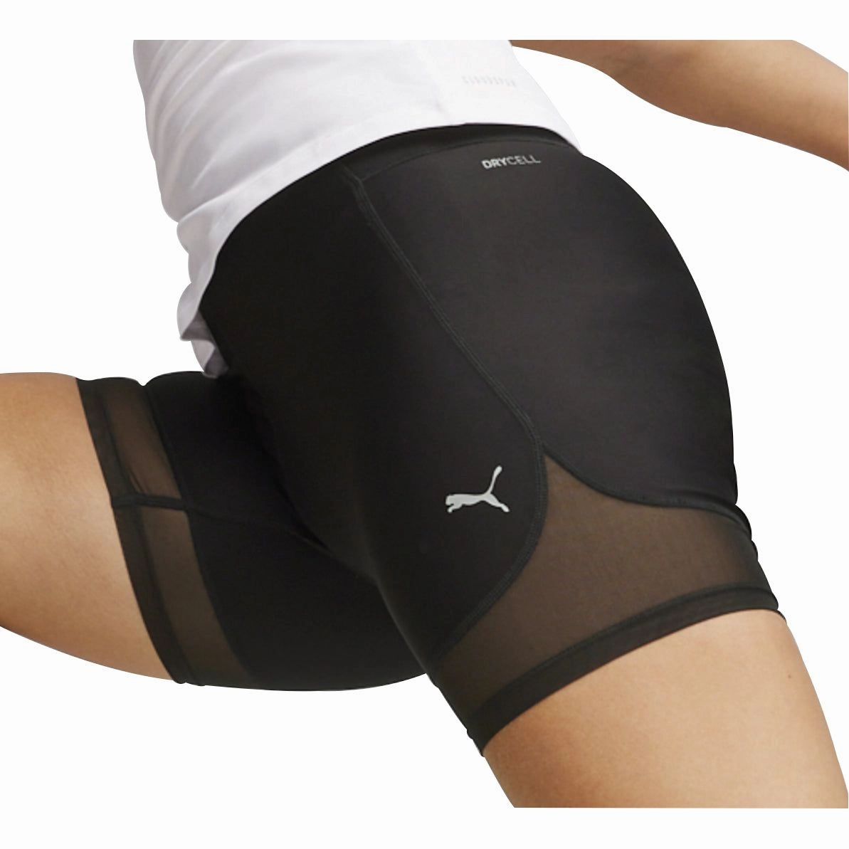 Active Fit Faux Leather Puma Run Ultraform Womens Short Running Tights - Black