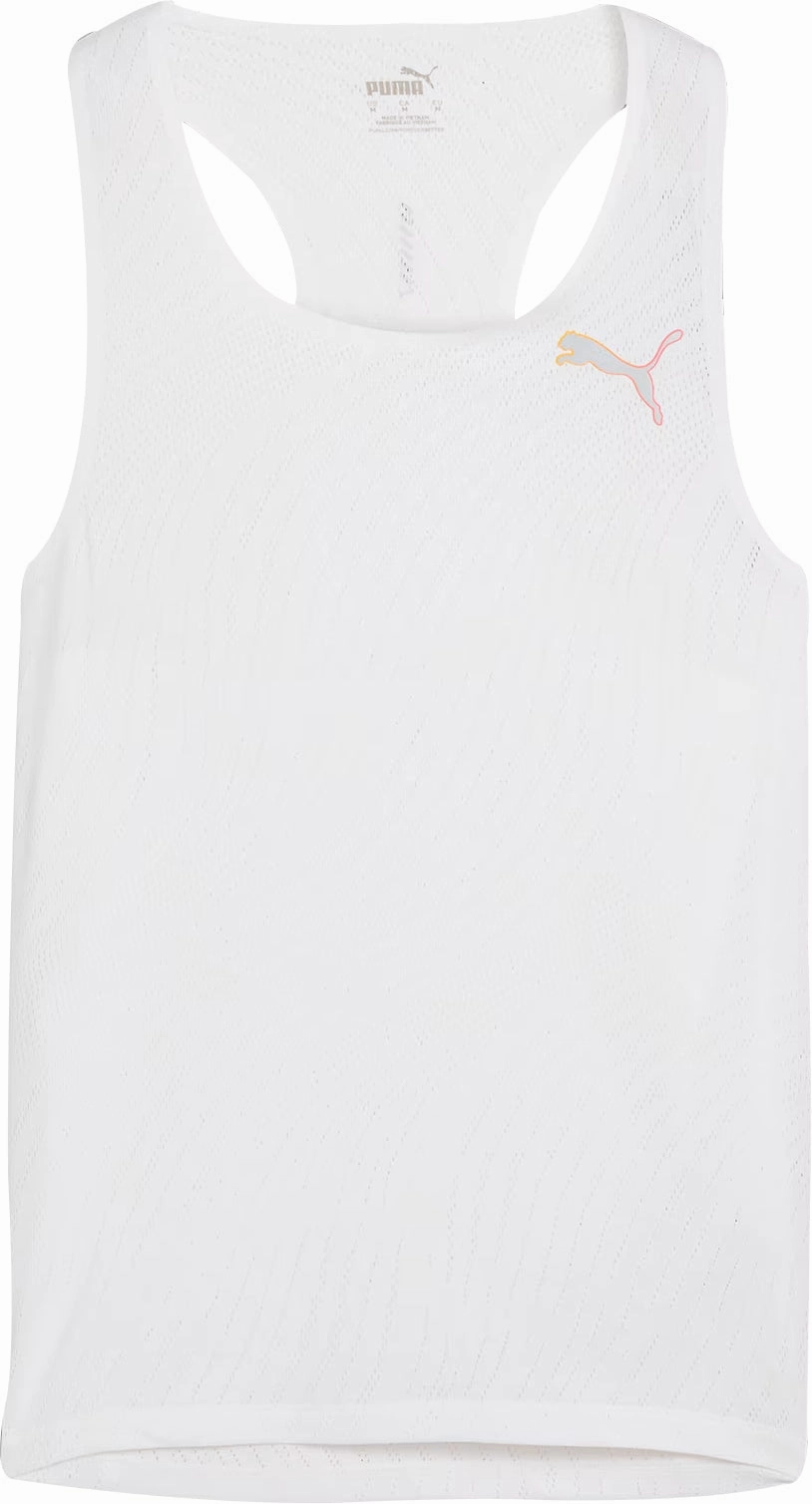 Puma Run Ultraspun Mens Running Vest - White Dynamic Tension Zones Ergonomic Panel Design