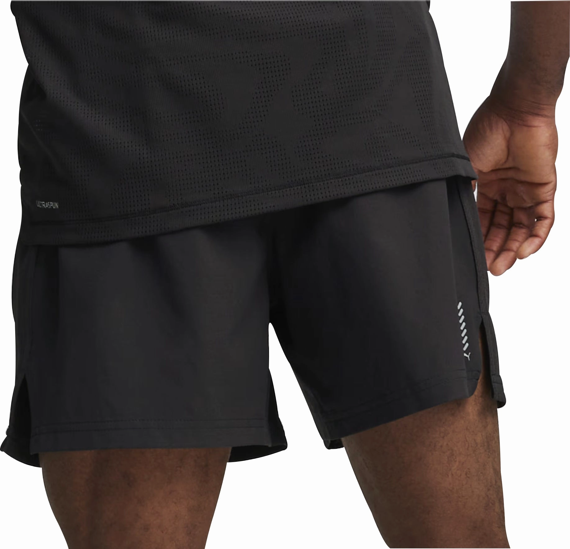 High Durability Blend sustainable product Puma Run Velocity Ultraweave 5 Inch Mens Running Shorts - Black