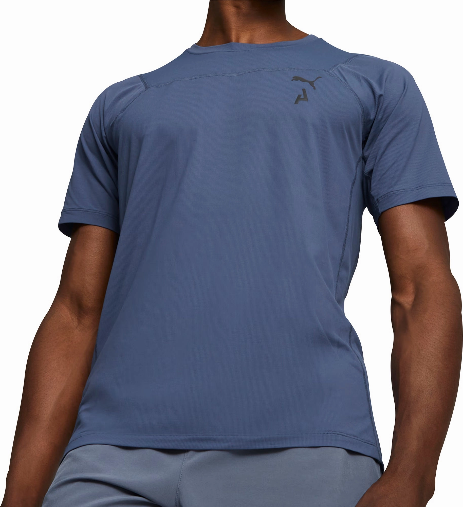 Autumn coziness Compact Stitch Pattern Puma Seasons coolCELL Short Sleeve Mens Running Top - Blue