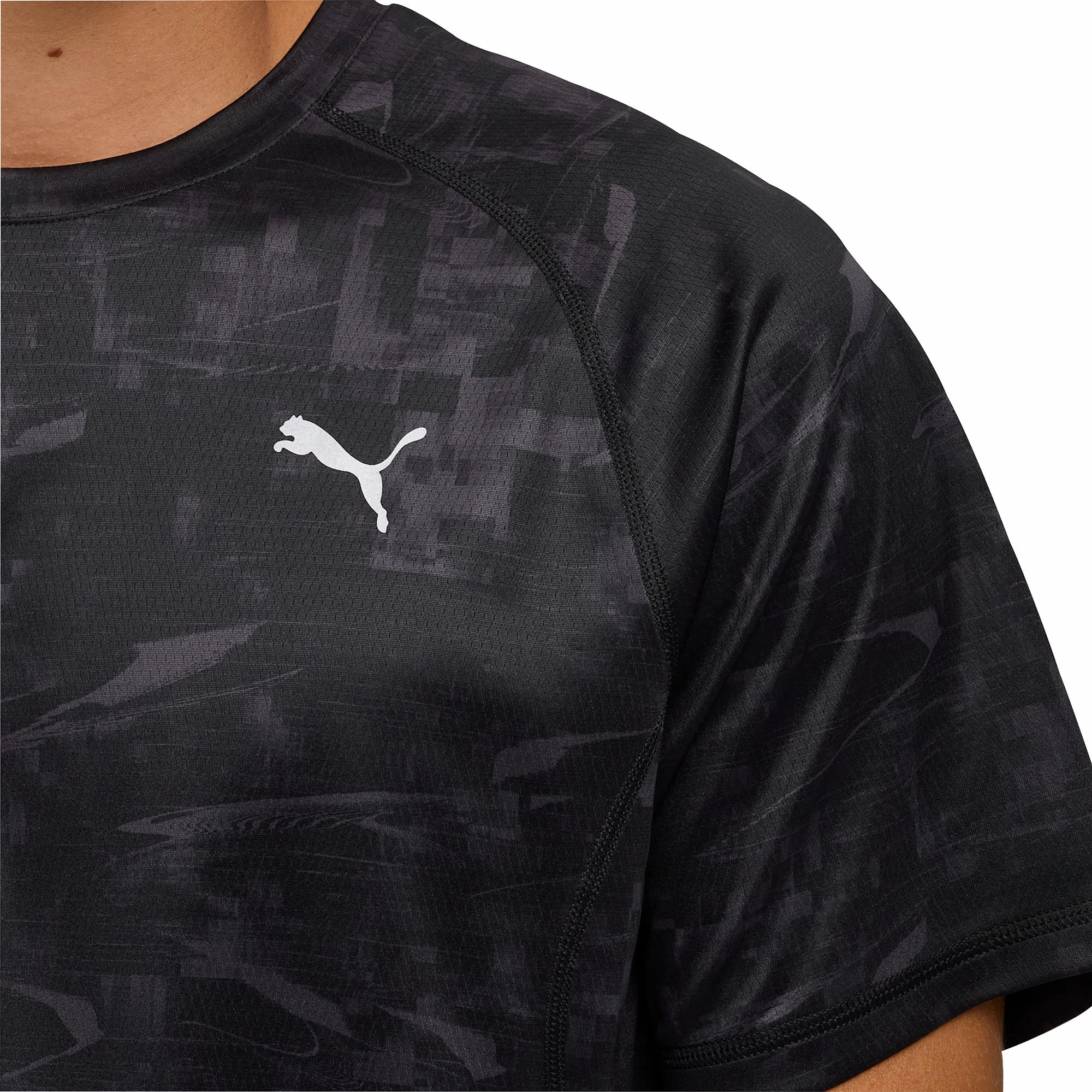 Casual Everyday Puma Velocity Short Sleeve Mens Running Top - Black