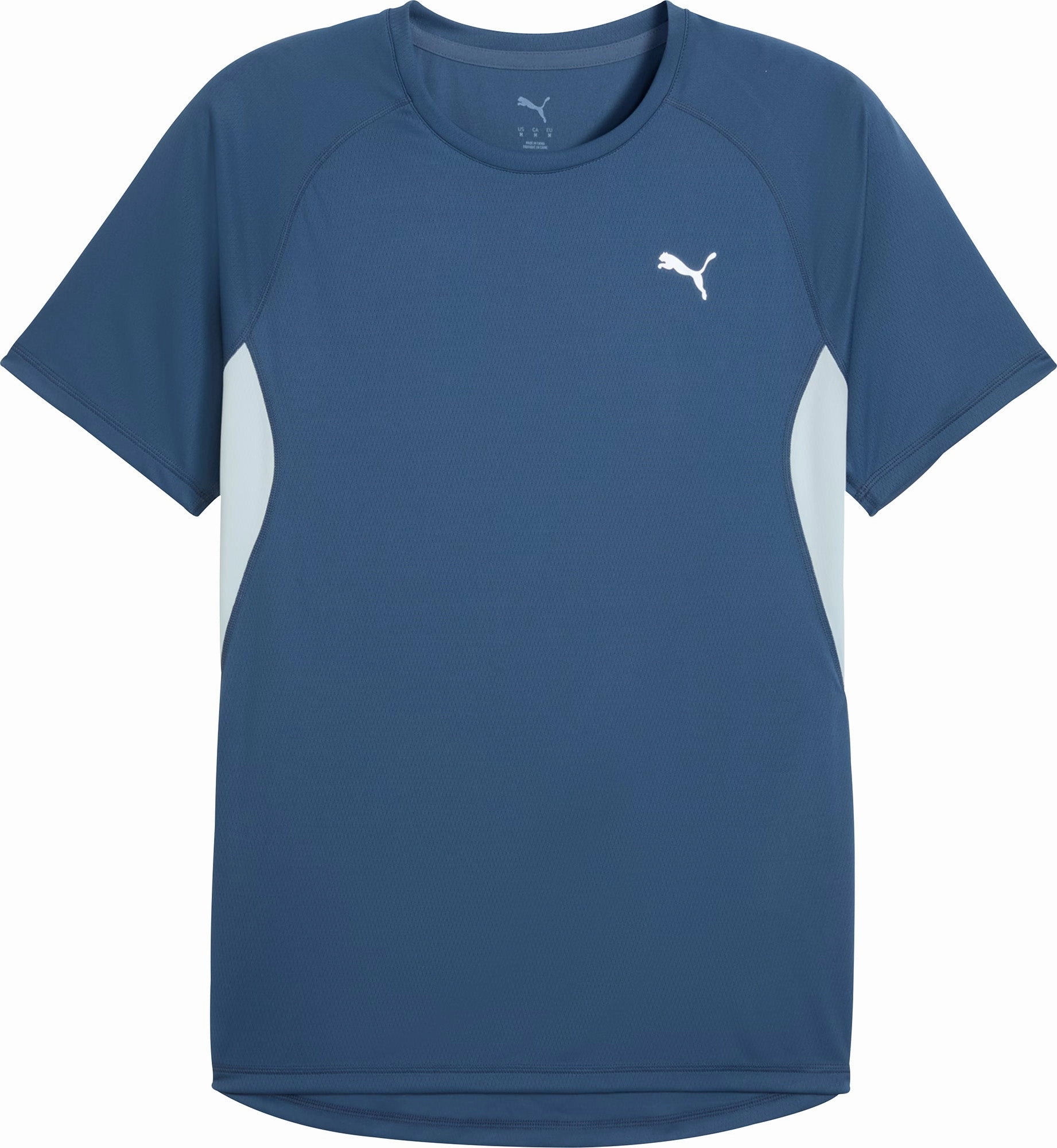 Low Profile Collar Snug fit Puma Velocity Short Sleeve Mens Running Top - Blue