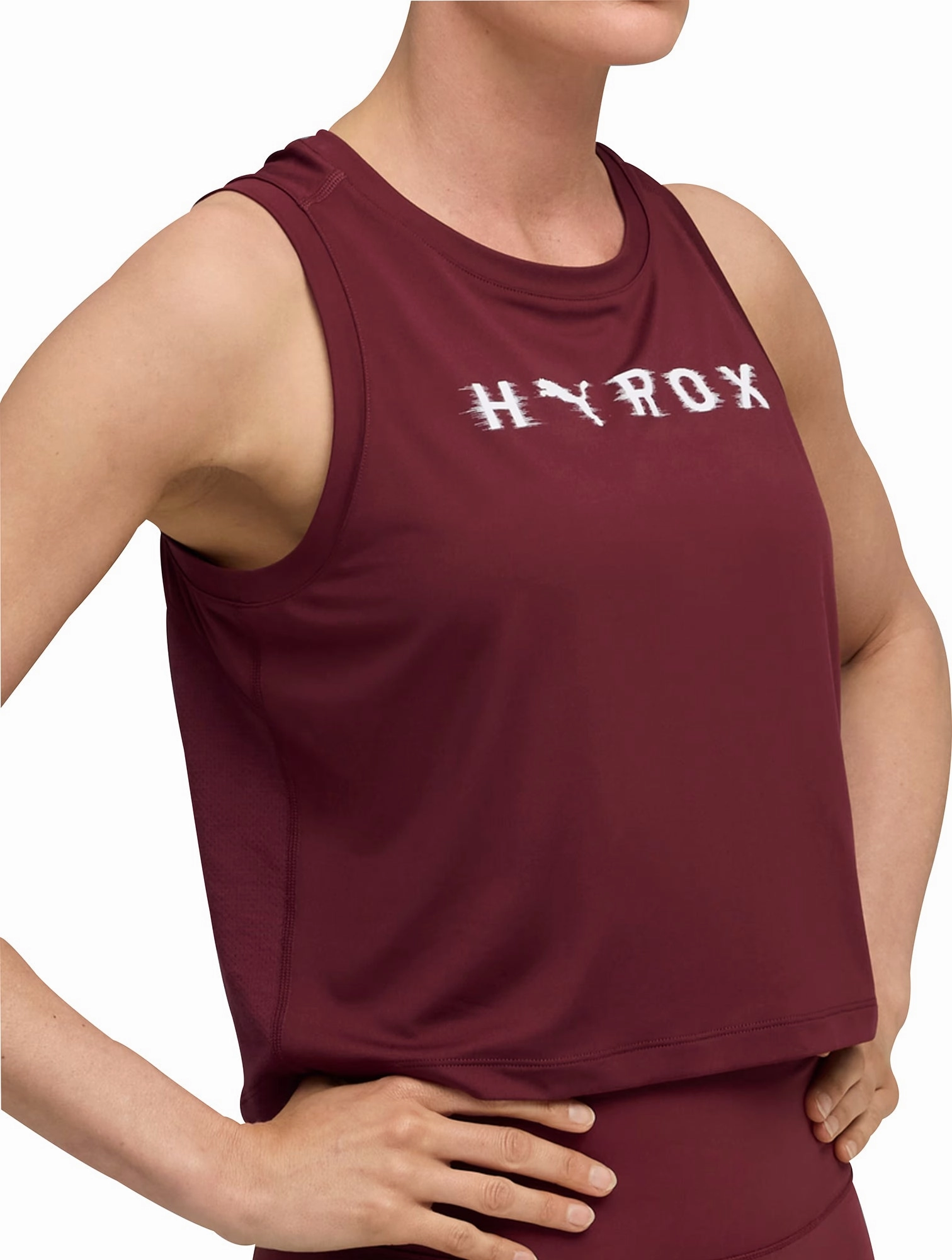 WaterRepellent Coating Icon Fit Puma X HYROX Cloudspun ThermoAdapt Womens Training Crop Top - Red