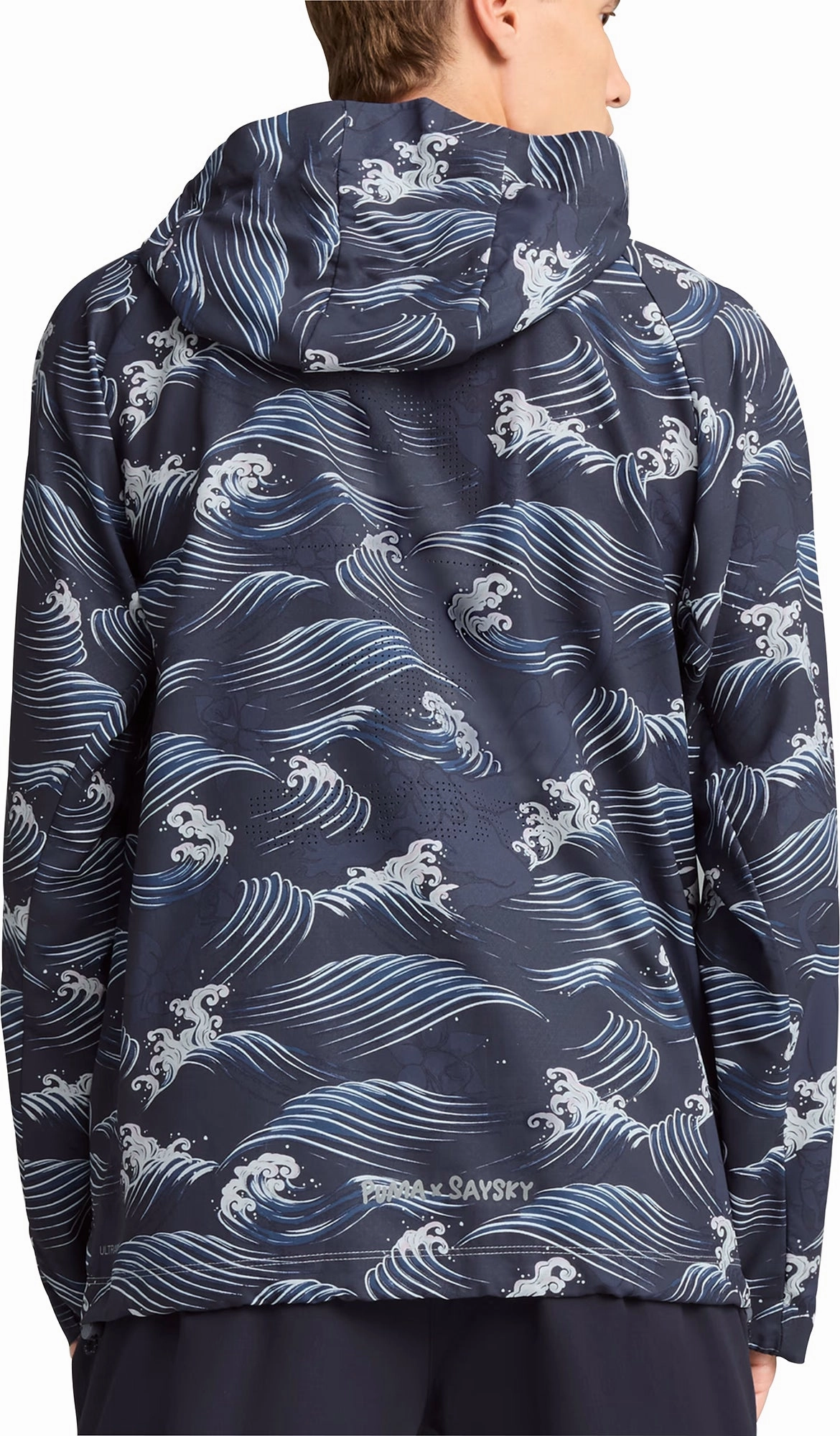 Puma X SAYSKY Graphic Mens Running Jacket - Blue Reflective details Insulated Core
