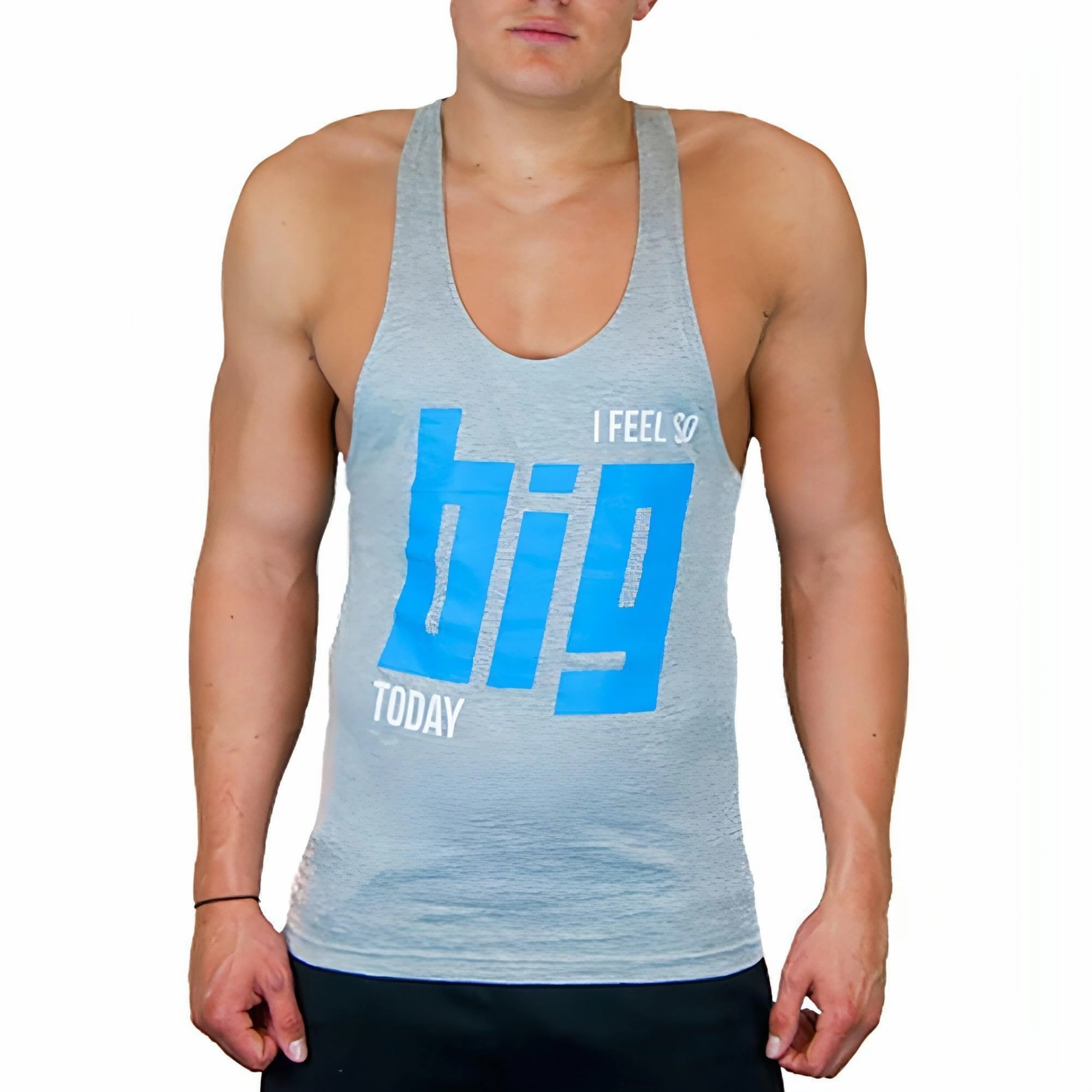 CoreX Fitness I Feel So Big Today Stringer Mens Training Vest - Grey VentilatedKnit
