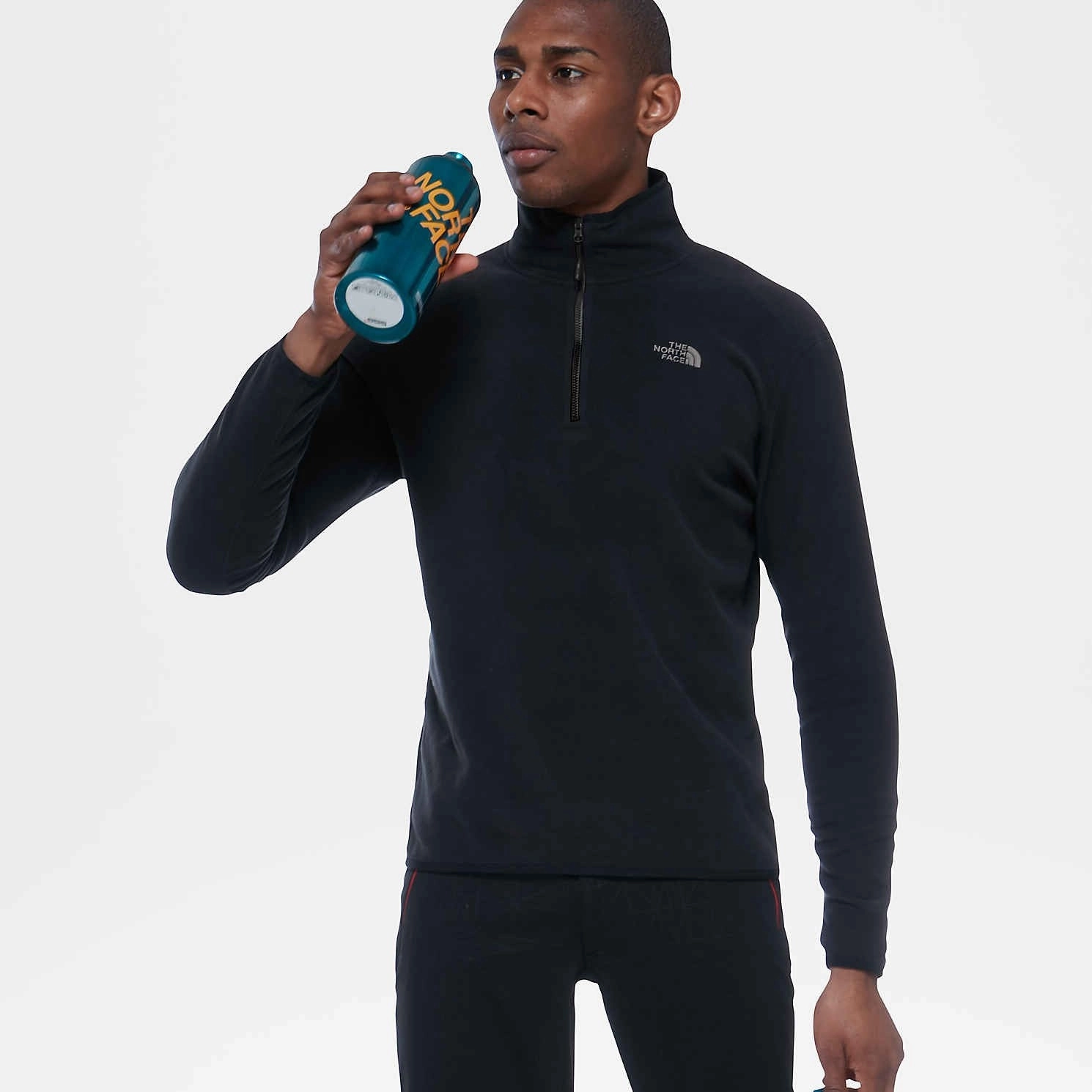 The North Face Men's 100 Glacier 1/4 Zip Fleece | BLACK Stretchable Material