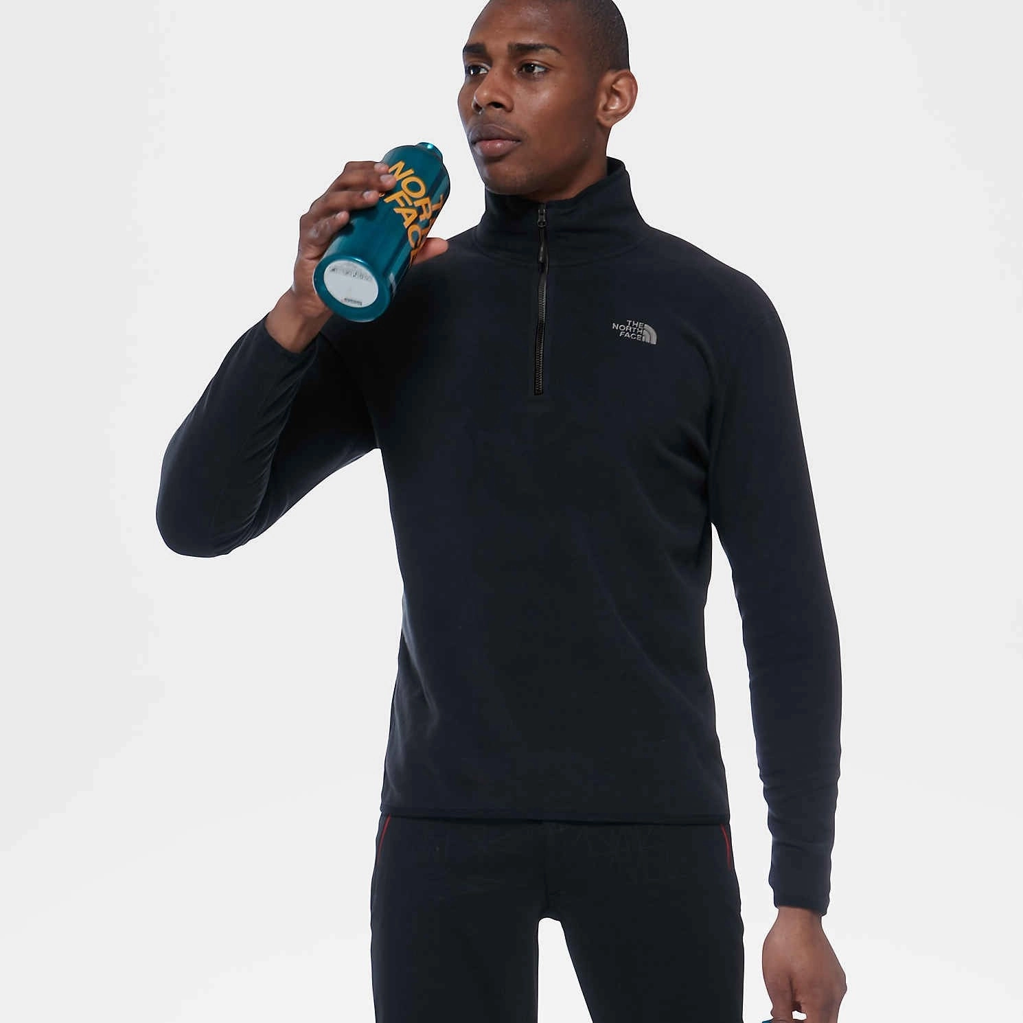 AdjustableWaistband The North Face Men's 100 Glacier 1/4 Zip Fleece | BLACK