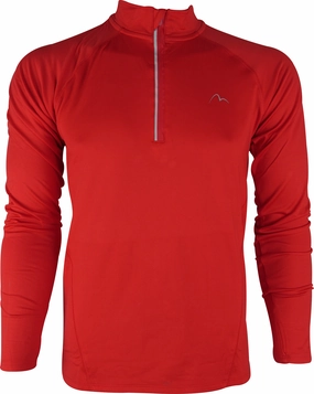 More Mile Vivid Half Zip Long Sleeve Mens Running Top - Red Yoga enthusiast Gym workout