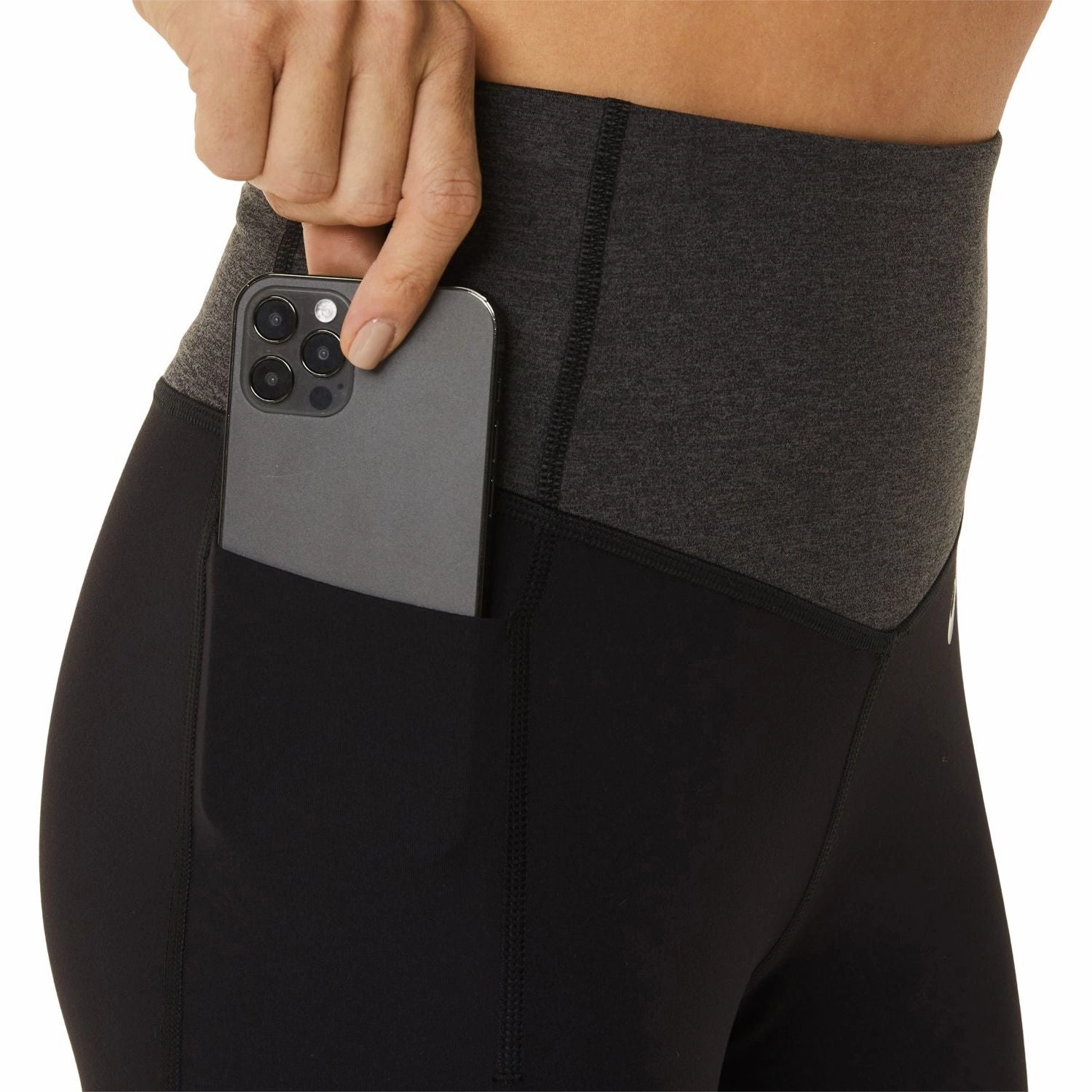 Flexible Stitching Non Slip Inner Grip Asics Flexform Colour Block Womens Running Bike Short Tights - Black