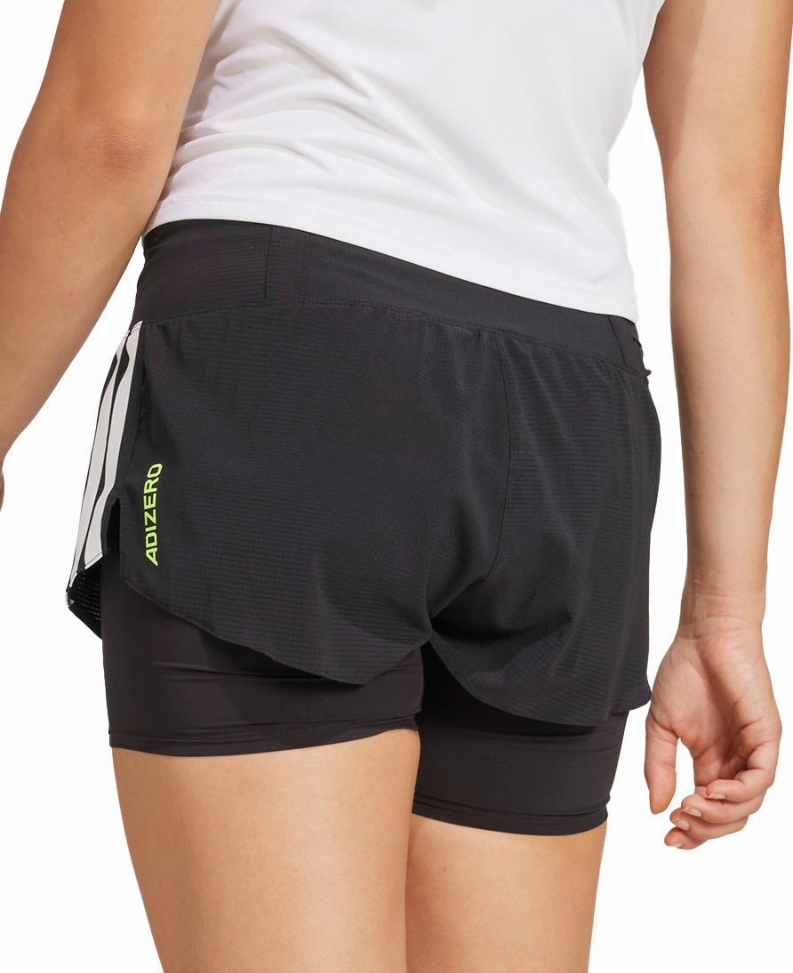 Water Resistant Finish adidas Adizero Gel Pocket 2 In 1 Womens Running Shorts - Black